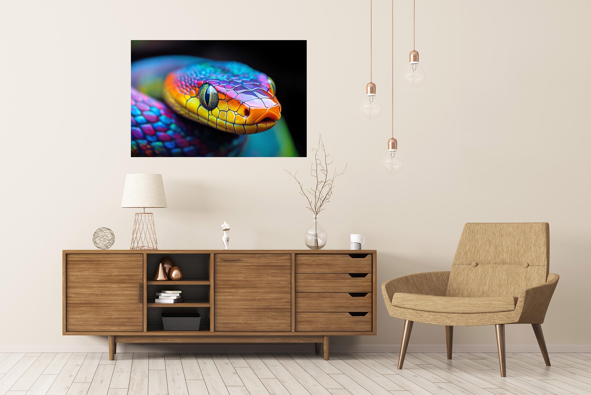 islandburner Prime XXL - Póster de serpiente luminosa para habitación infantil, ideal para jóvenes naturalistas, imágenes de alta calidad, impresión fotográfica