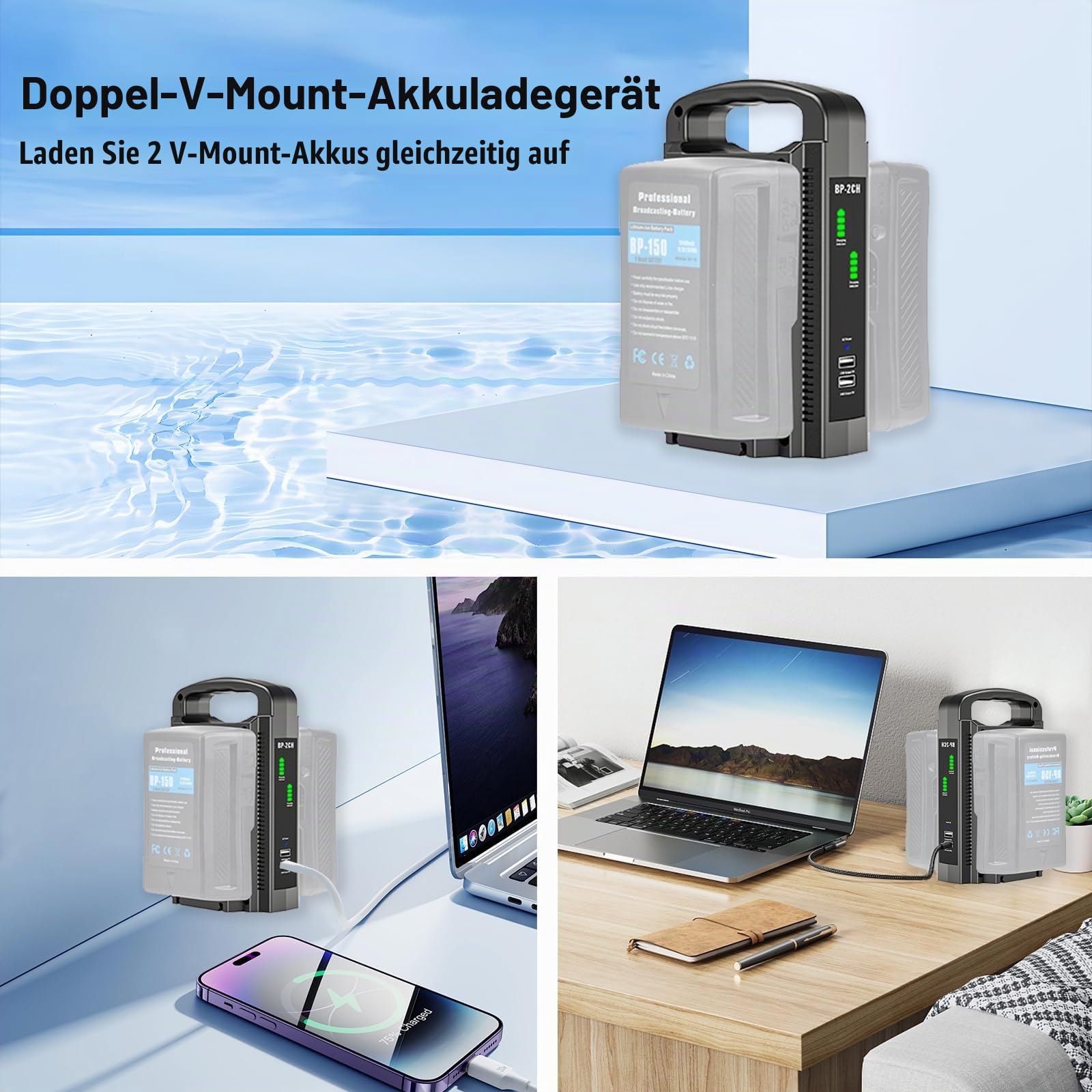 V Mount Akku ladegerät Dual Channel V-Mount V-Lock-Akkuladegerät für Allen V-Mount-Platten (Akku Nicht im Lieferumfang enthalten)