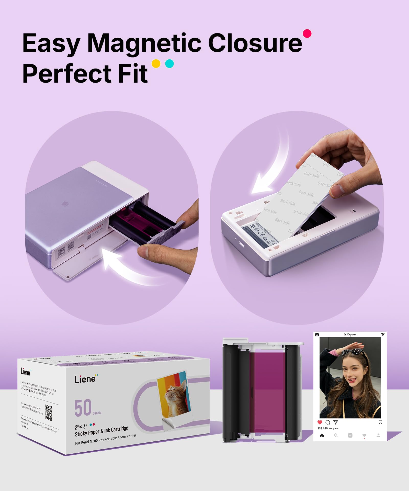 Liene Pearl N200 Pro Plus Tragbarer Mini-Fotodrucker Farbsublimation Bluetooth 300 DPI Sofortbilddrucker iPhone Android Gold