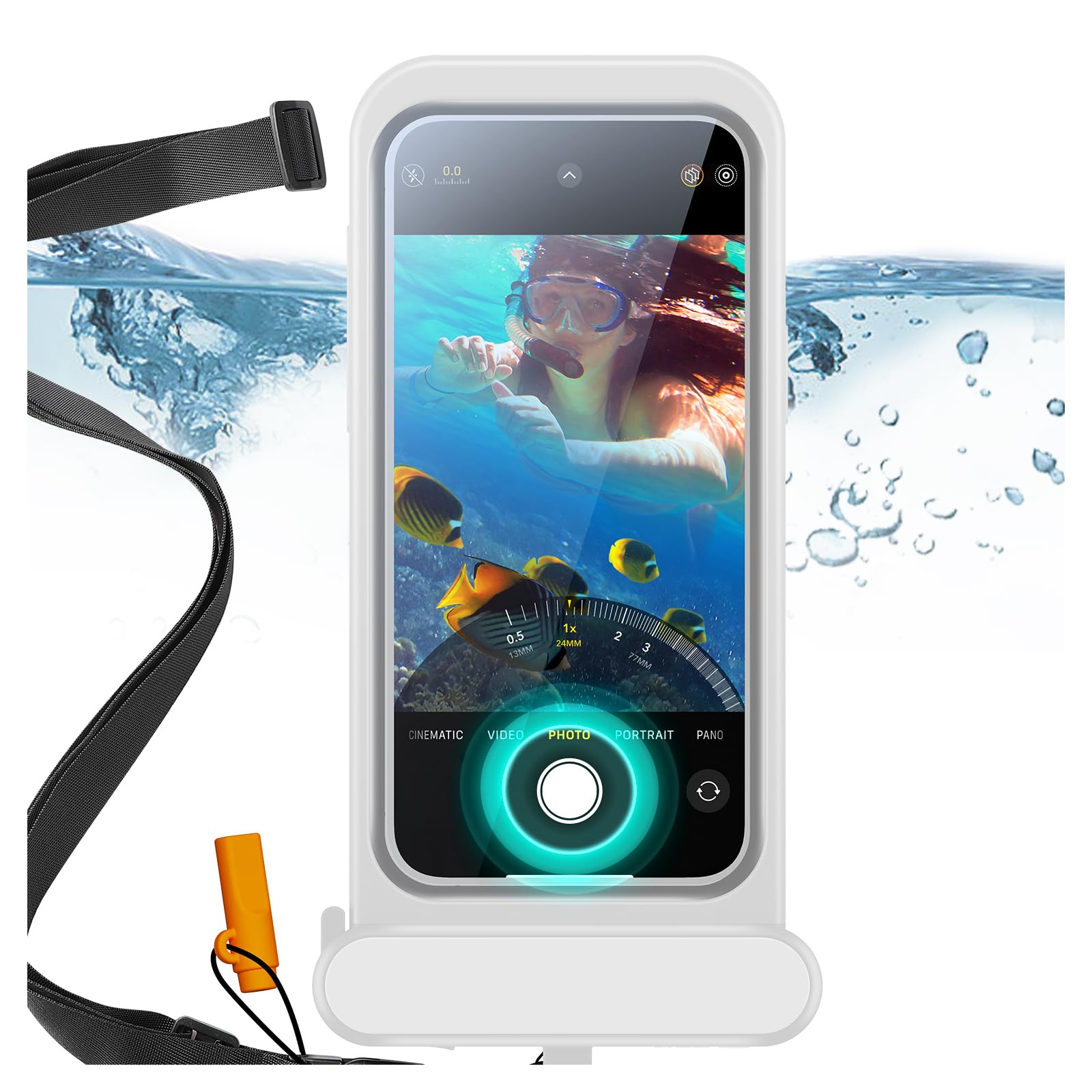 ESR Custodia Impermeabile per iPhone 15 Pro Max/14 Pro Max, Sensibilità al Tocco Sott'acqua, Impermeabile IPX8, Cover Galleggiante Subacquea con Cordino, Ideale per Lo Snorkeling, Bianco Trasparente