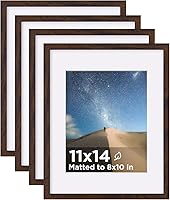 Vista 32 de KINLINK Juego de 4 portarretratos plateados de 5 x 7, marcos de fotos de madera con paspartú de 4 x 6 con plexiglás para 4 x 6 con paspartú o 5 x 7