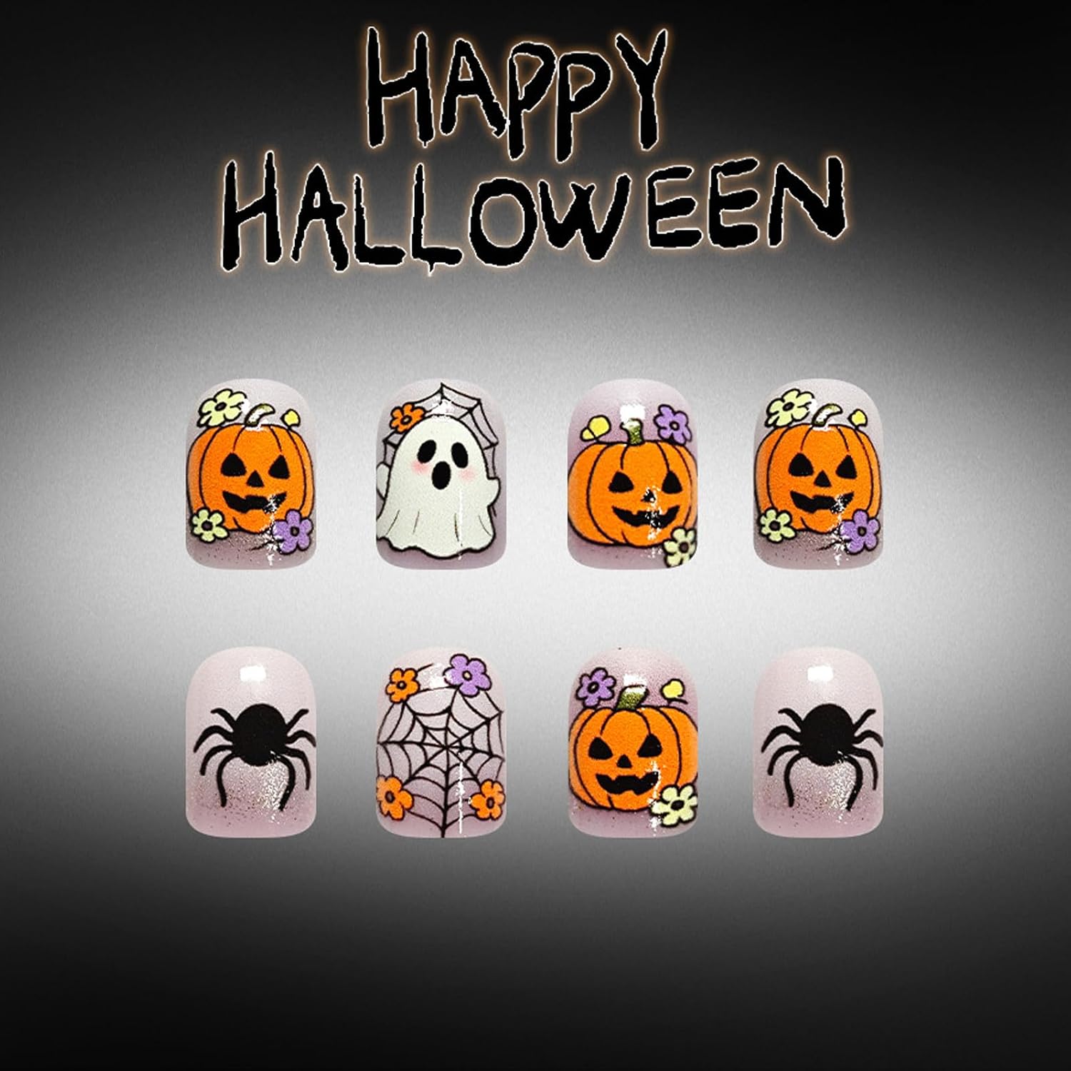 Halloween Wear-on Tips, Square Shape, 24 Pieces, ABS Tip Set