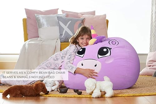 Miniatura 129 de Aubliss - Funda para organizar juguetes de felpa, se convierte en un puf cuando se rellena Se convierte en un puf para niños cuando está lleno. Aqua