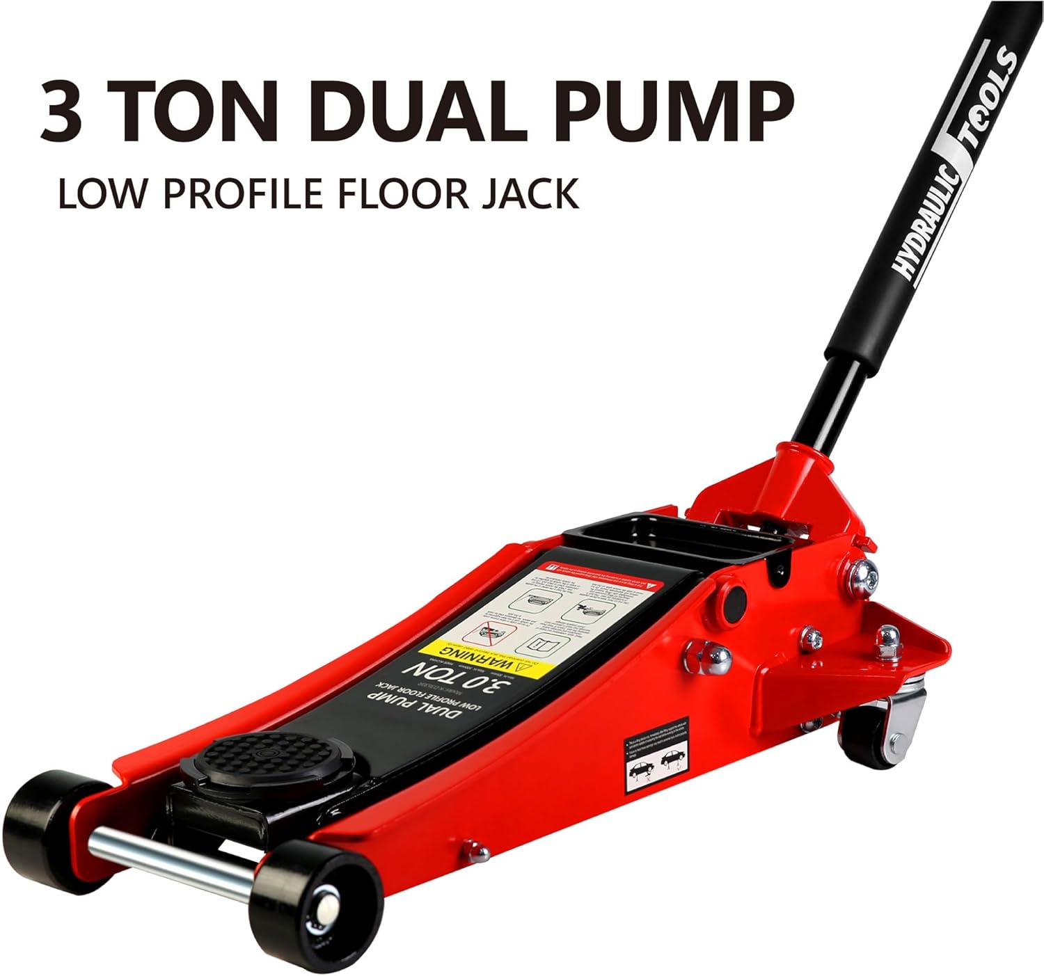 Hydraulic Trolley Service Floor Jack, 3 Ton(6000lbs) Low Profile Floor Jacks, Heavy-Duty Steel Racing Floor Jack with Dual Piston Quick Lift Pump, Lifting Range 3.3"-19.7"
