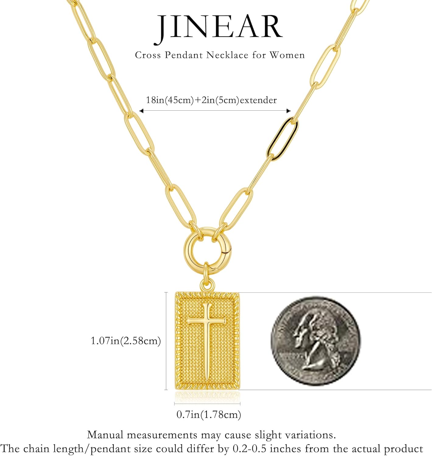 JINEAR Cross Necklaces for Women,14K Gold Plated Paperclip Cross Pendant Necklace Non-Tarnish Faith Jewelry Replaceable Pendant Charm Dainty Christian Faith Birthday & Christmas Gifts - Image 5