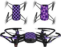 Vista 1 de Skin Decal Wrap 2 Pack Compatible with DJI Ryze Tello Checkers Purple Drone NOT Included