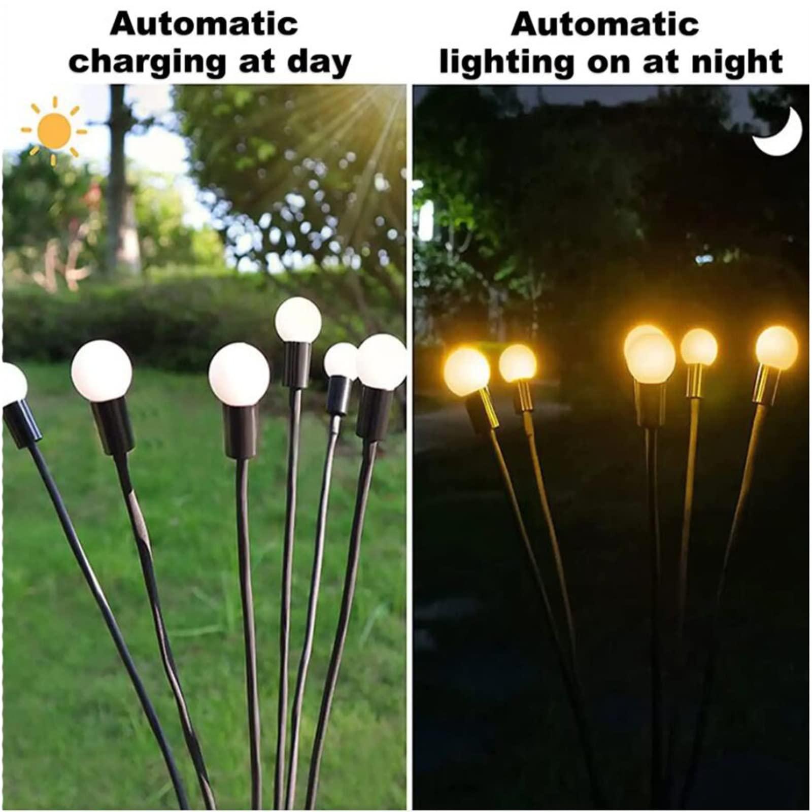 Luces solares para exteriores LED con luces solares de luciérnaga con 6 bombillas LED, luces decorativas de paisaje de camino, oscilación por viento (tamaño : 4 piezas)