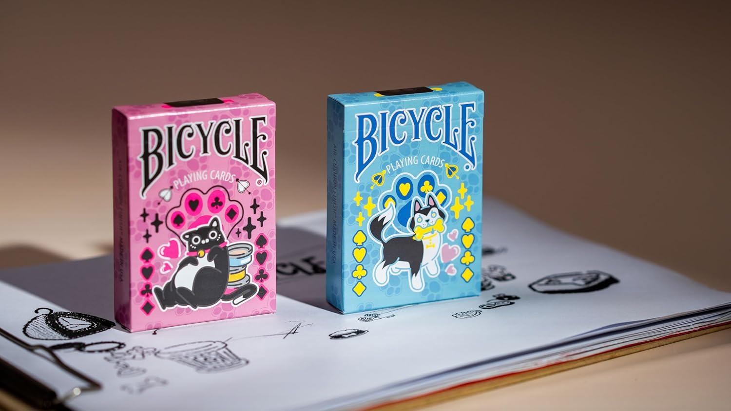 Bicycle Dog Cute Kawaii Anime Pet Playing Cards, Blue, 1 Deck
