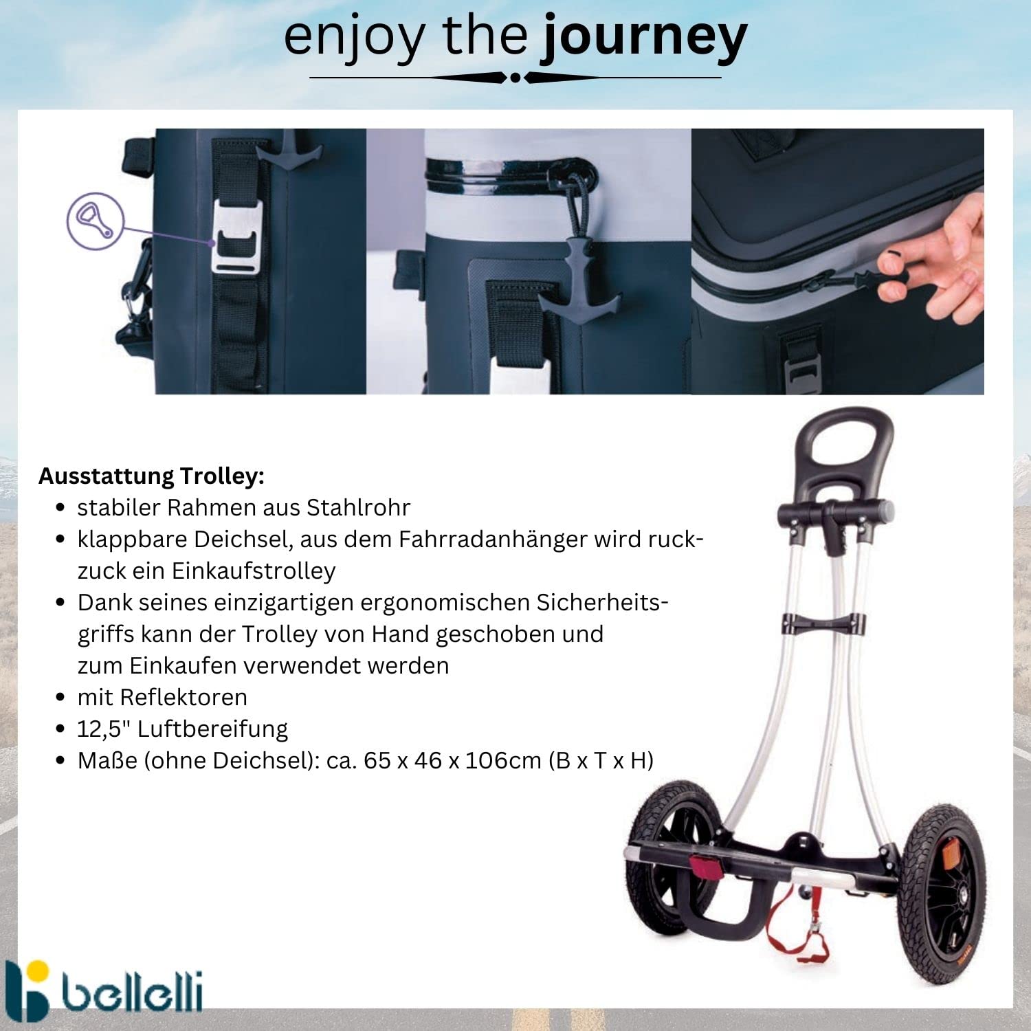 Red Loon by Bellelli - Carro de la compra para bicicleta - Remolque de bicicleta - Bolsa de picnic B-Tourist - Con bolsa térmica de 20 litros - Nevera con hasta 68 h de refrigeración - Carro para