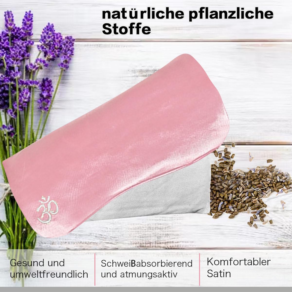 Coussin pour les yeux en soie de luxe avec lavande pour la relaxation, masque lesté pour l'aromathérapie, le yoga et la méditation, pour femmes et hommes, rose