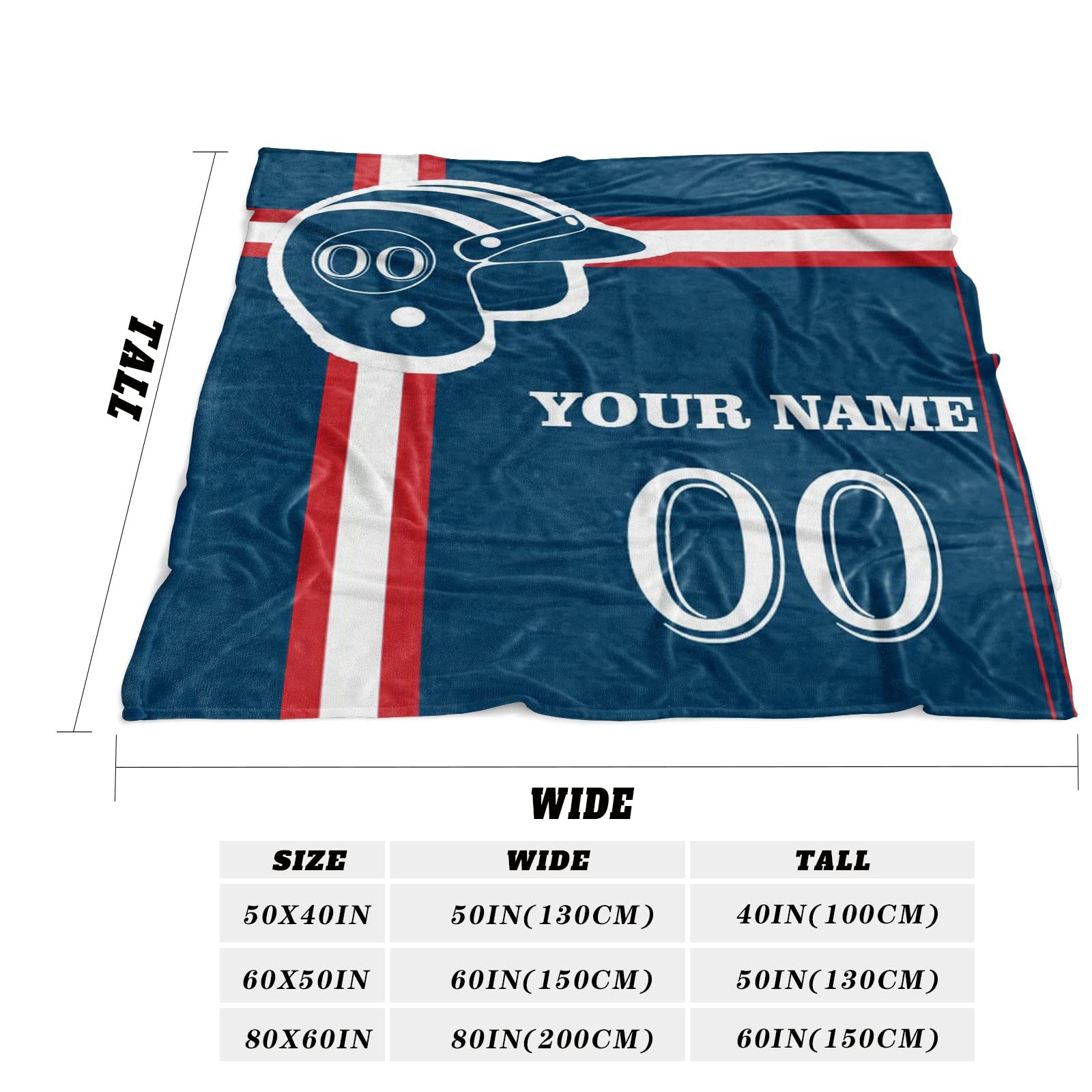 Manta personalizada con nombre de número: mantas de béisbol personalizadas de franela deportiva para amigos de la familia, año nuevo, para sofá, dormitorio