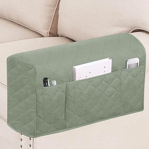 Turquoize Paquete de 2 fundas impermeables para reposabrazos para sillas y sofás, fundas para reposabrazos de sofá con bolsillo lateral, protector