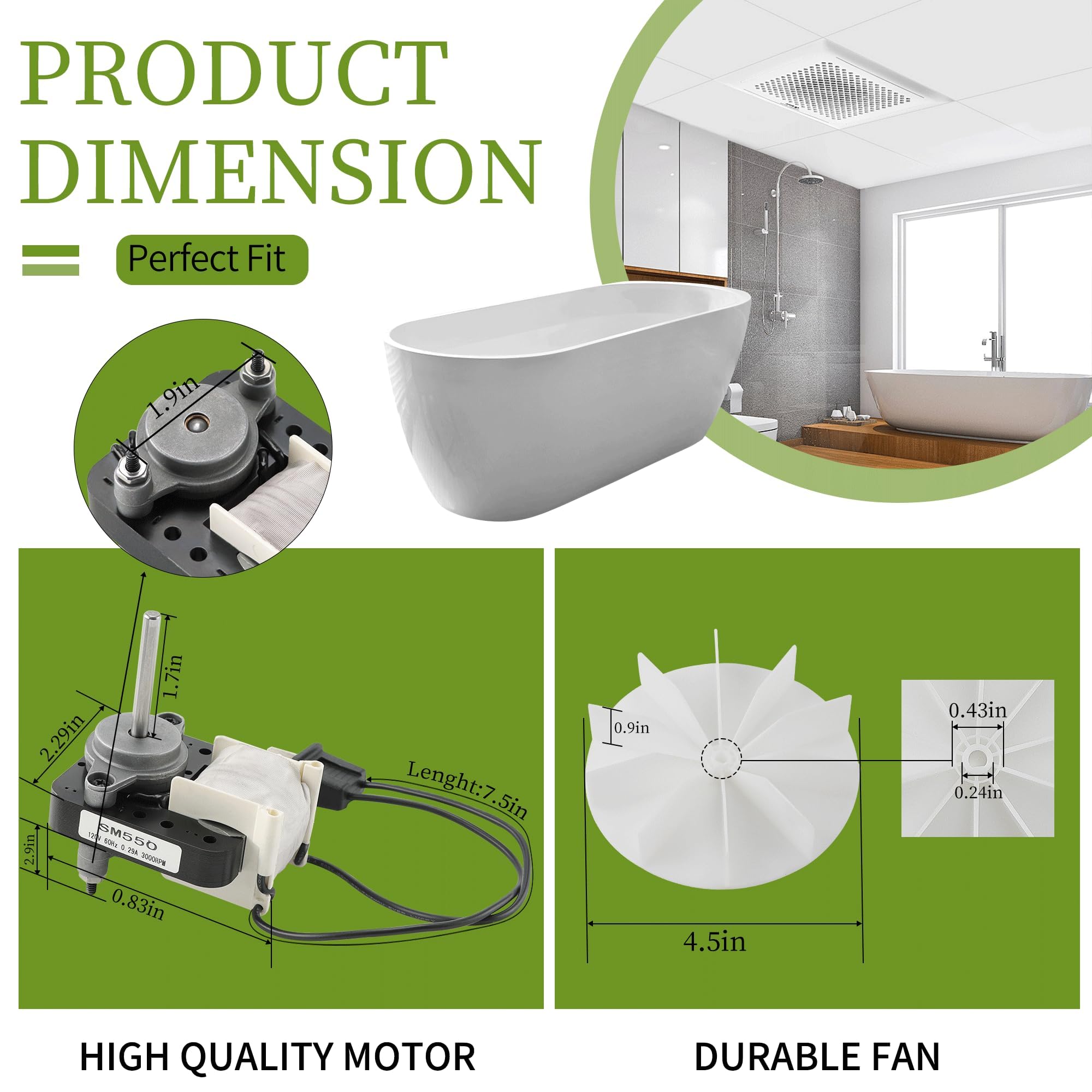 Bathroom Fan Motor Replacement - Universal Kit -5 Bathroom Fan Motor Replacement - Universal Kit -5