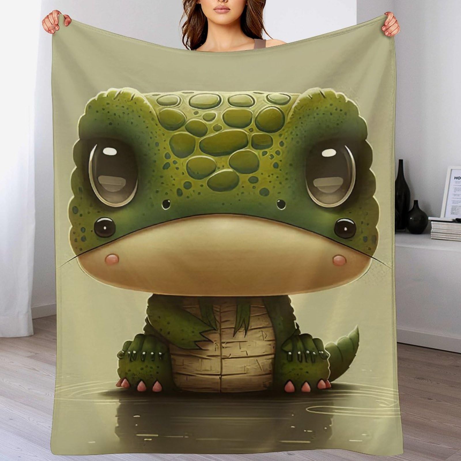 AASWDFR Crocodile Blanket Throw Bedspread Soft Fluffy Warm Light Flannel Fabric Perfect for Adults Or Children's Gifts 130×150cm