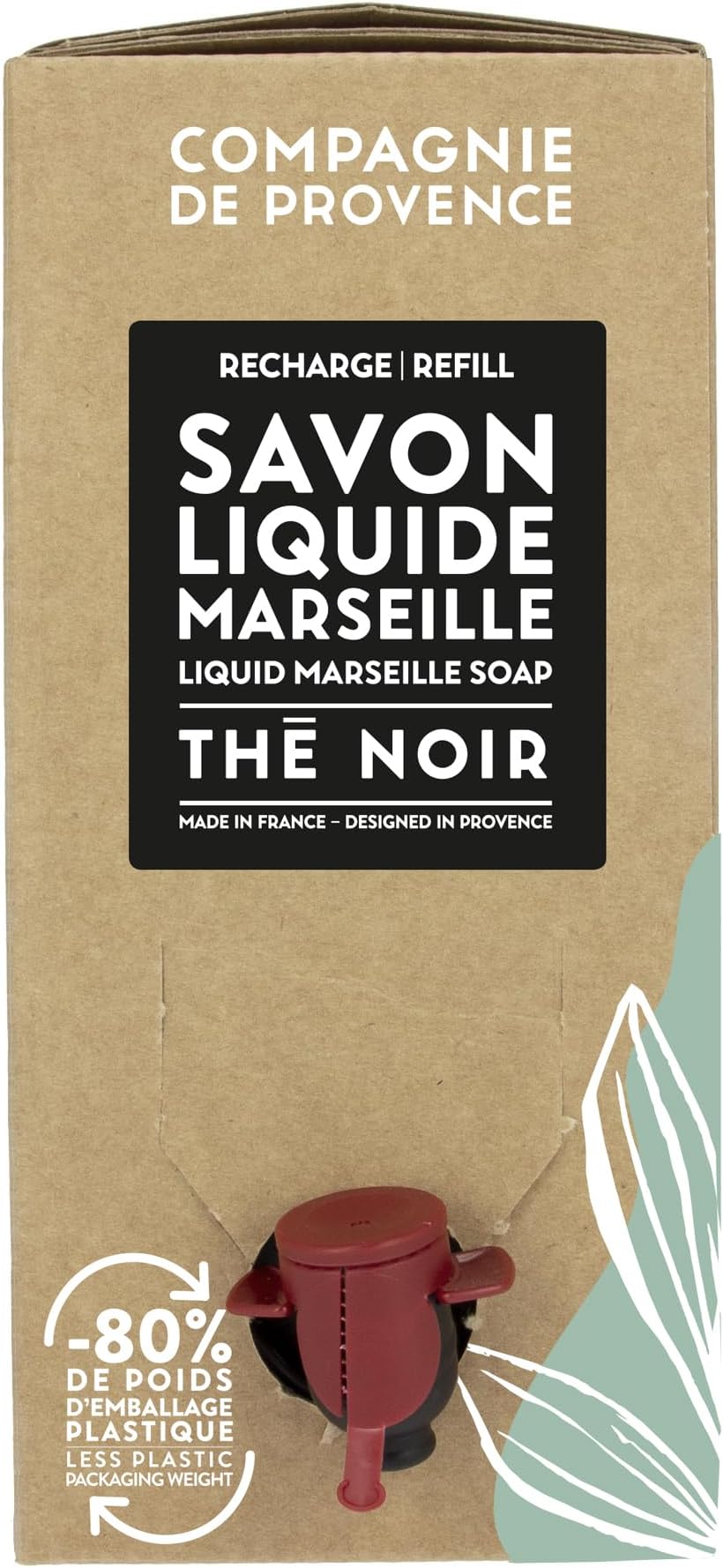 Compagnie de Provence Savon de Marseille Extra Pure Liquid Soap, Black Tea, 101.4 Fl Oz Eco Refill