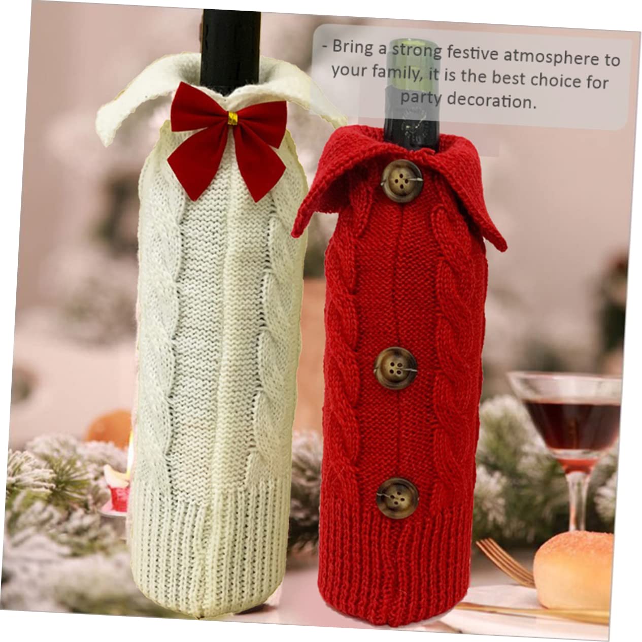 PRETYZOOM 3 Ensembles Ensemble De Bouteilles De Noël Décorations De Noël Housse De Bouteille De Vin De Noël Ornement De Fête De Noël Housse De Vin Pochette De Bouteille De Vin De 2 pièces * 3