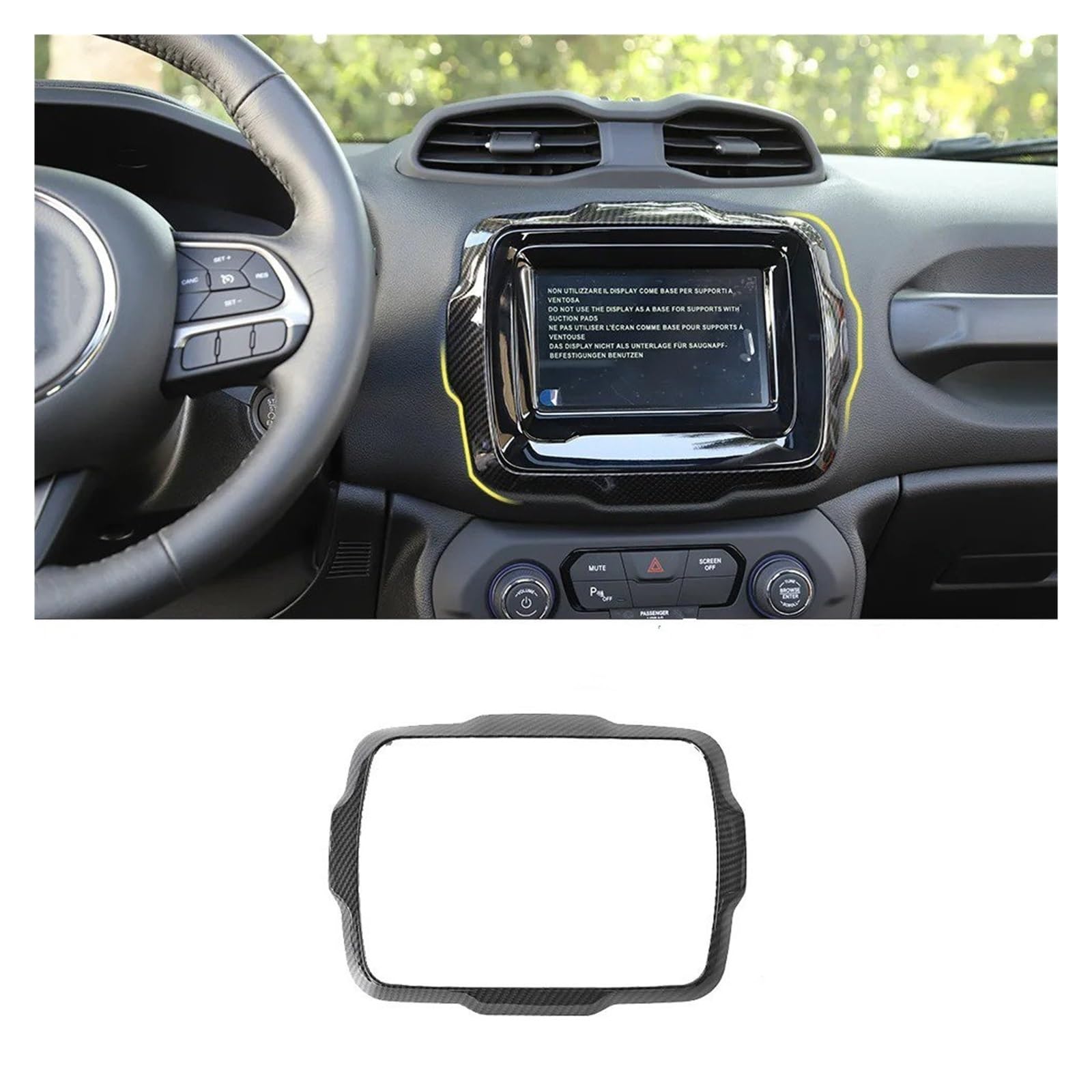 Car Accessory for Jeep for Renegade Car Interior Steering Wheel Decoration Gear Protective Central Control ABS Cover Stickers Interior Mouldings(Navigation)