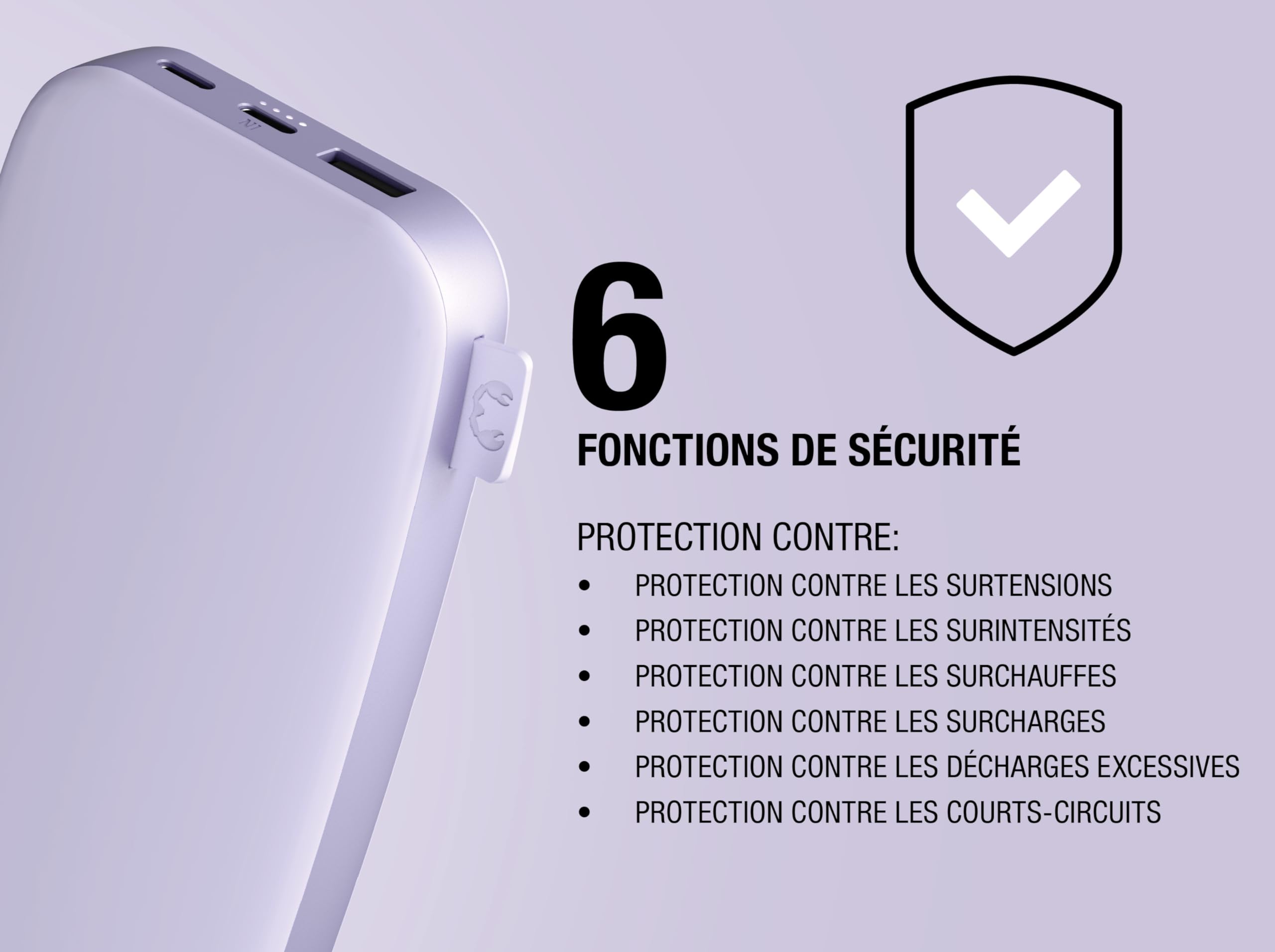 Batterie Externe Fresh 'n Rebel 18000mAh - Charge Rapide 20W USB-C, 6 Sécurités, Couleur Lilas