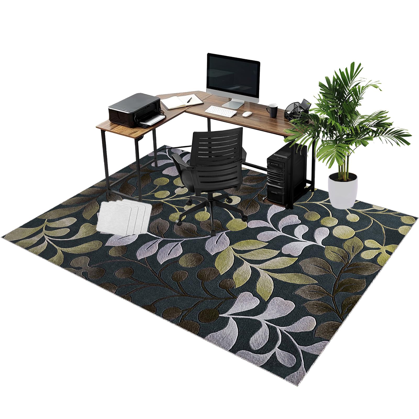 Rolling Chair Mats, Office Chair Mat for Carpet and Wooden Floors 80 x 100 cm Non-slip Gaming Floor Protector, Washable Desk Carpet Protector Rug for Home Office, Non Slip Floor Protection Mat