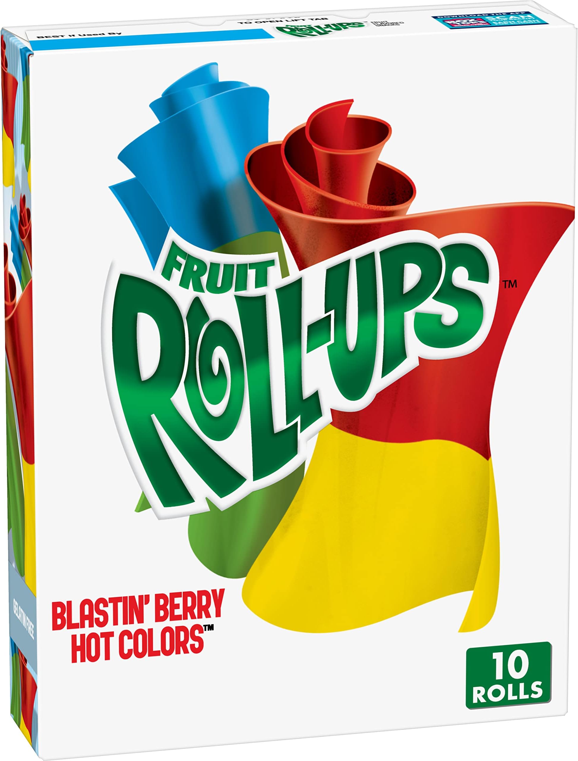 Fruit Roll-Ups Fruit Snacks, Blastin' Berry Hot Colors, 10 ct