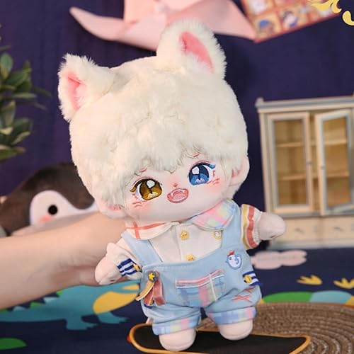 Miniatura 6 de CALEMBOU Muñeca de felpa de 7.9 in, linda muñeca de algodón con cuerpo en blanco con esqueleto articulado, muñeca de anime suave de peluche, regalo