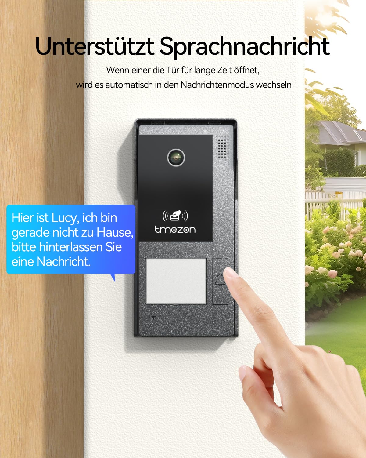 TMEZON WLAN IP Video Türsprechanlage 2 Draht,1080P Türsprechanlage mit Kamera,7''IP Touchscreen,Bewegungserkennung des Menschen,APP/Swipe Card Unlock,Aufnahme und Wiedergabe,1 Familie