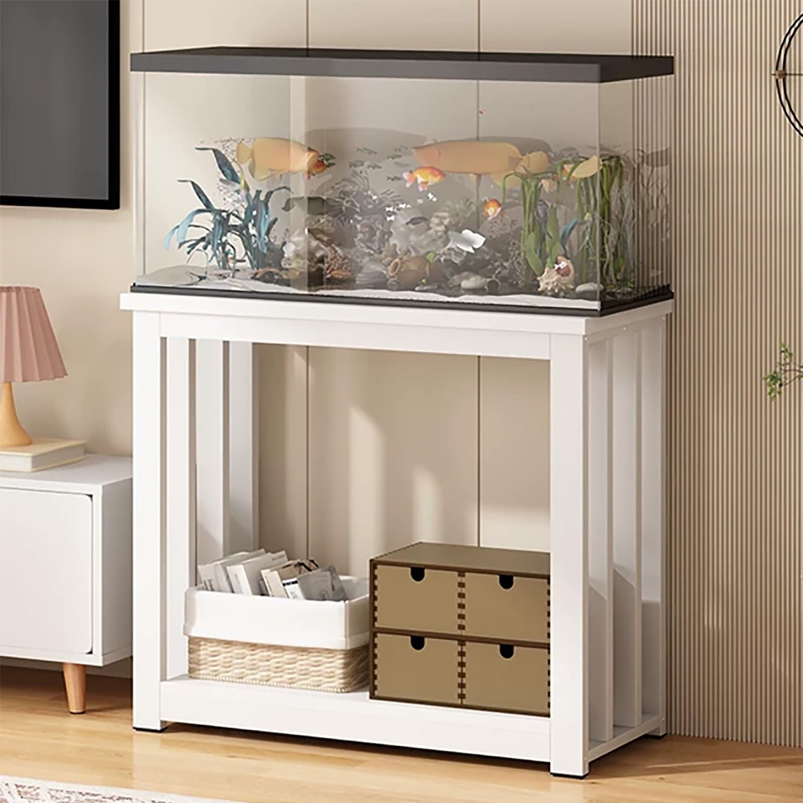 Aquarium Stand, Metal Fish Tank Stand, 2 Tier Reptile Tank Terrarium Stands, Steel Frame, Easy to Assemble, for Living Room Entryway