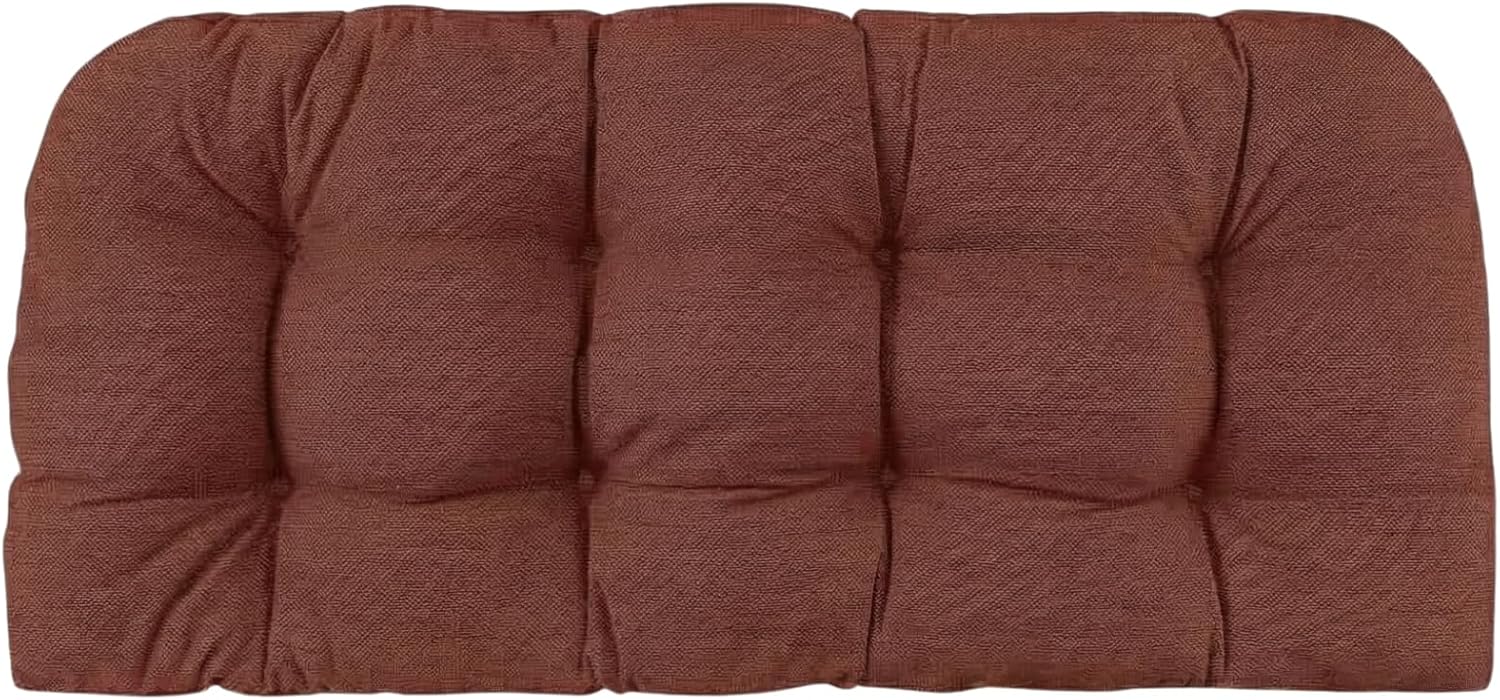 RSH DECOR Sunbrella Tufted Wicker Loveseat Cushion | 41” x 19" | Water and Fade-Resistant Performance Fabric | Outdoor Settee Cushion for Patio Furniture | Made in USA (Cast Pumice Linen)