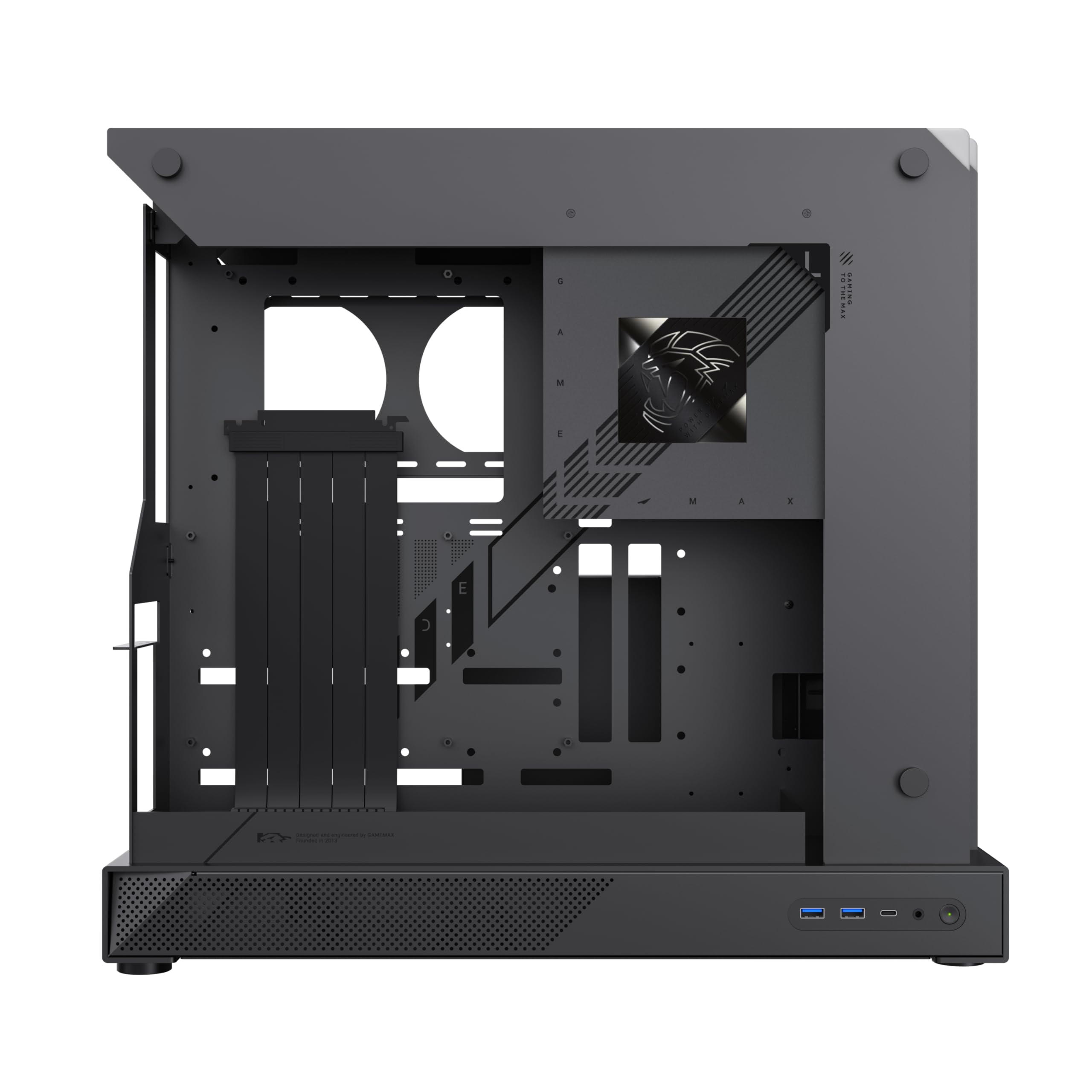 GAMEMAX BLADE CONCEPT Case PC, ATX Gaming, Illuminazione RGB a Forma di Artiglio con 277 LED, Compatibile con GPU Serie NV50 con Riser PCIe 4.0, Montaggio Verticale GPU, Edizione MOD Limitata