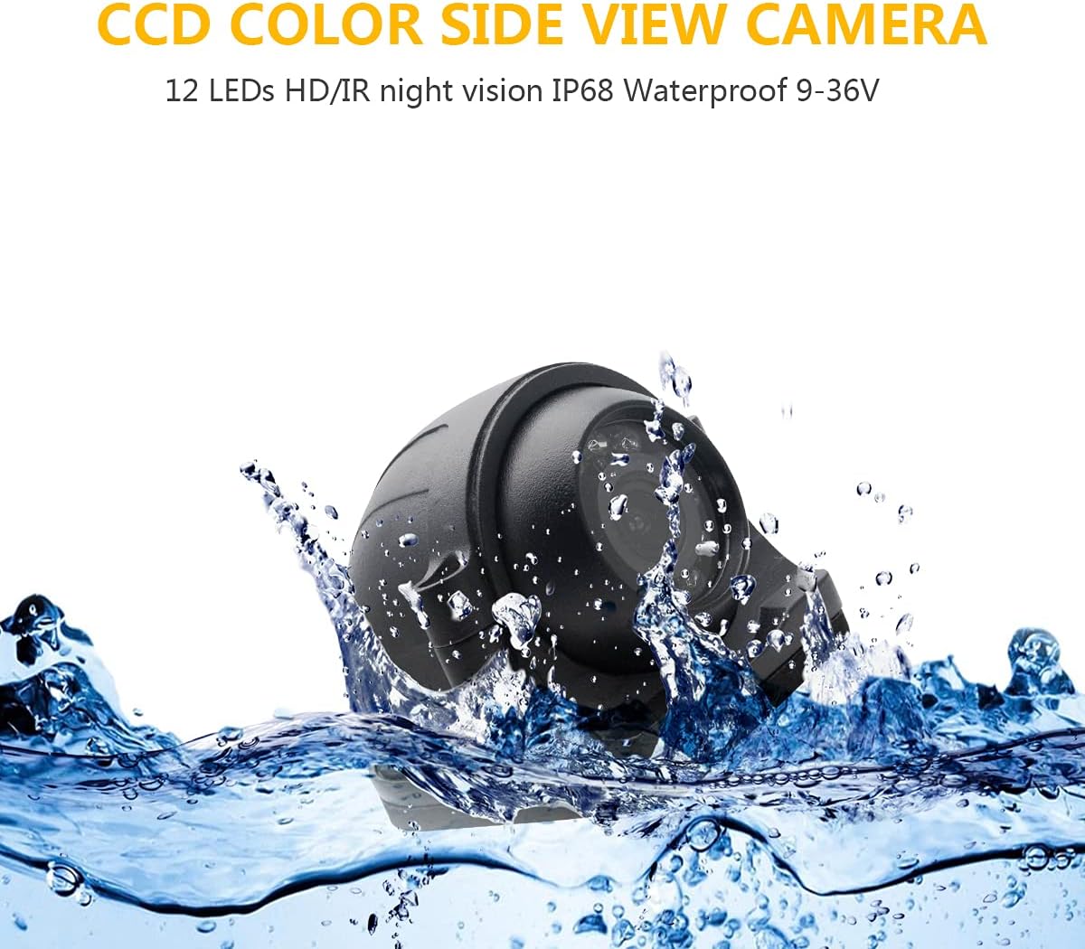4PIN Side View Camera for Heavy Duty Truck RV 12IR Led Night Version Universal Car Reversing Camera, MACHSWON 12LED Night Vision Reverse Camera 120° Wide Angle HD