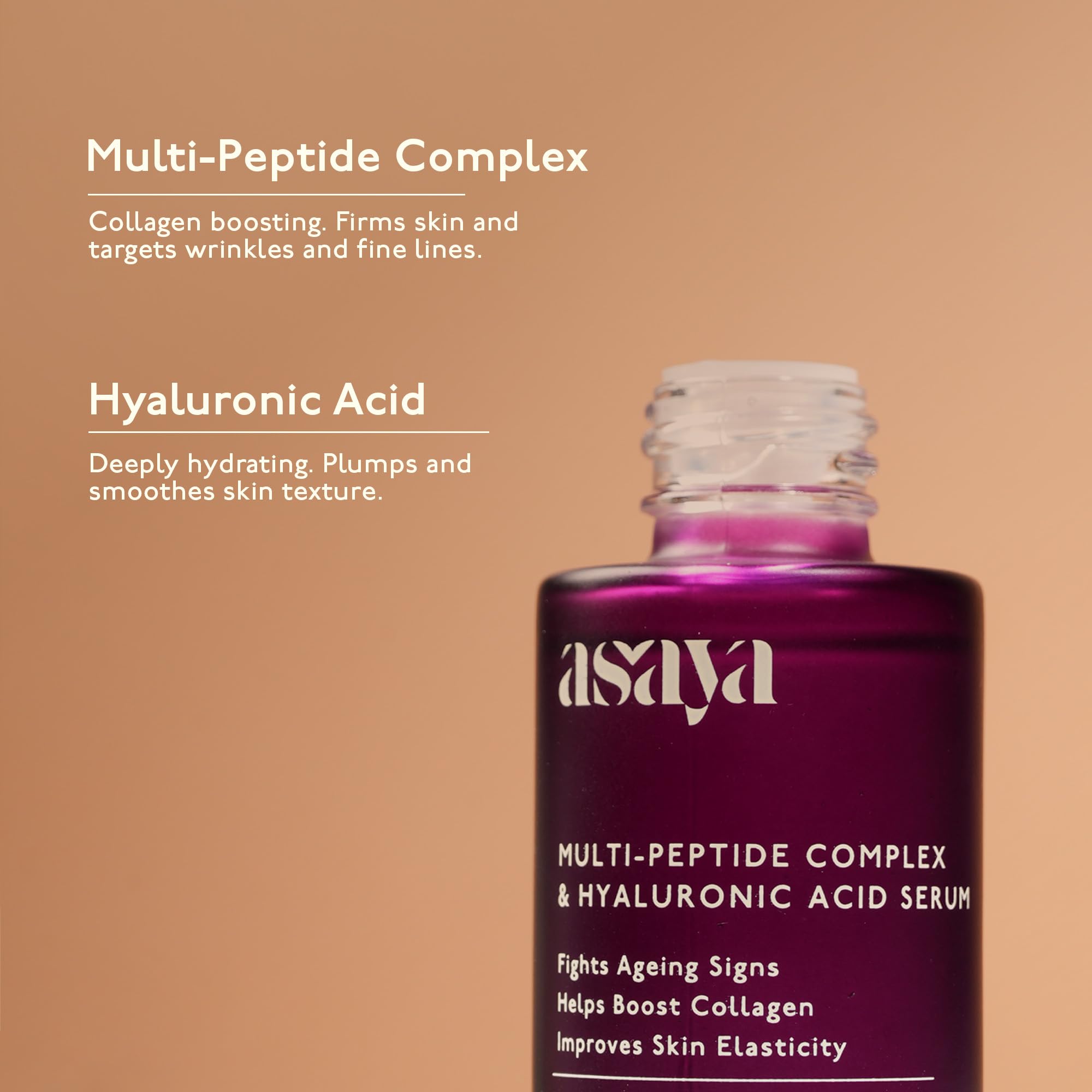Asaya Multi Peptide Day/Night Face Serum with Hyaluronic Acid | Collagen Boosting, Night Serum for Glowing Skin | Anti-Aging Serum | 5% Tripeptide Complex | Oily, Dry & Sensitive Skin - 30 ml 1
