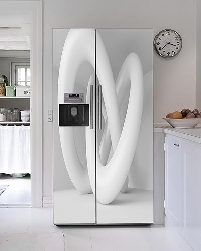 Miniatura 3 de FLFK Calcomanía para puerta, color blanco moderno, mural para despegar y pegar, tamaño combinado 36 x 80 pulgadas, dividido en 2 piezas