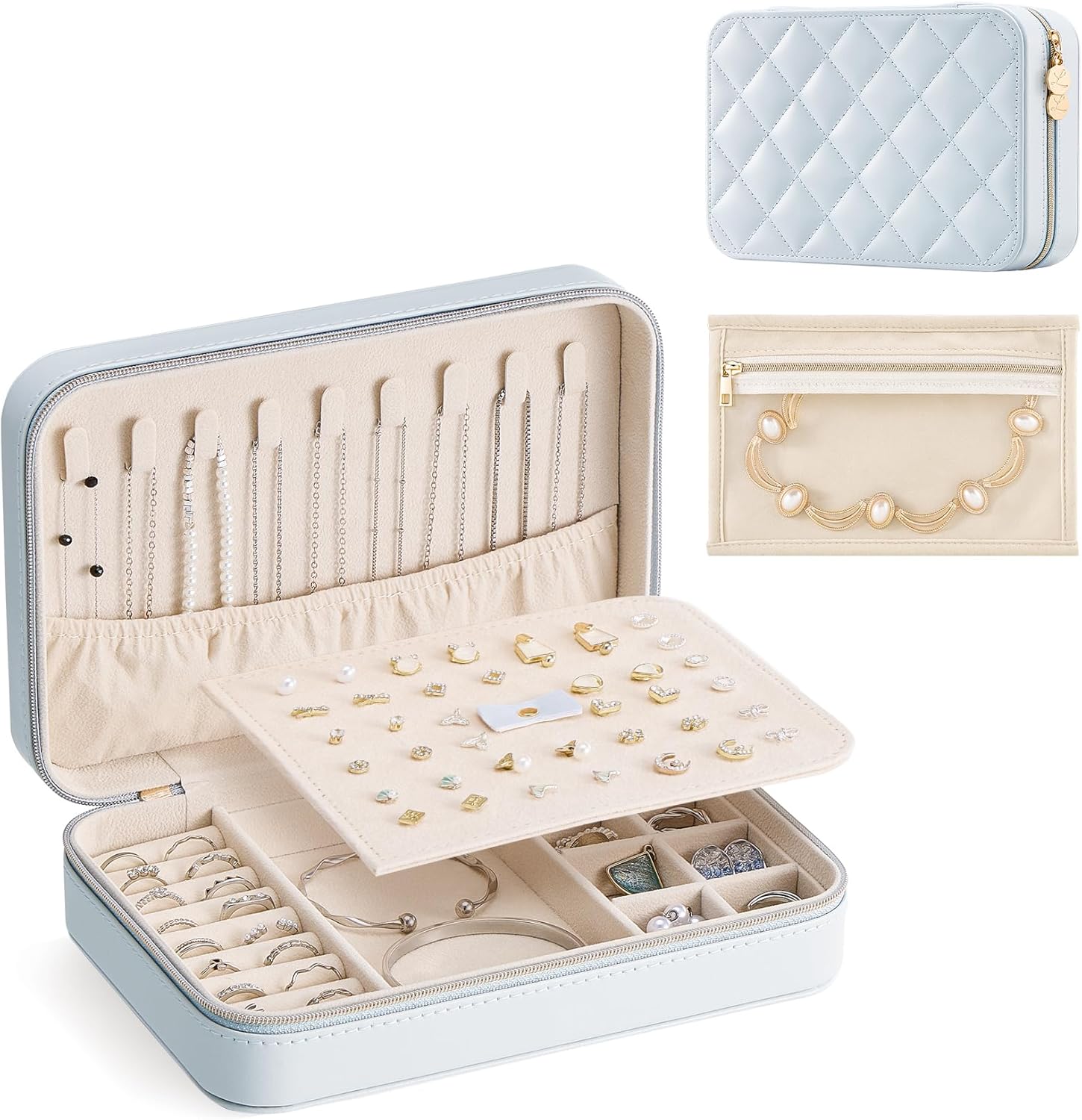 Amazon.com: Lolalet Travel Jewelry Case for Women Girls, Travel Jewelry ...