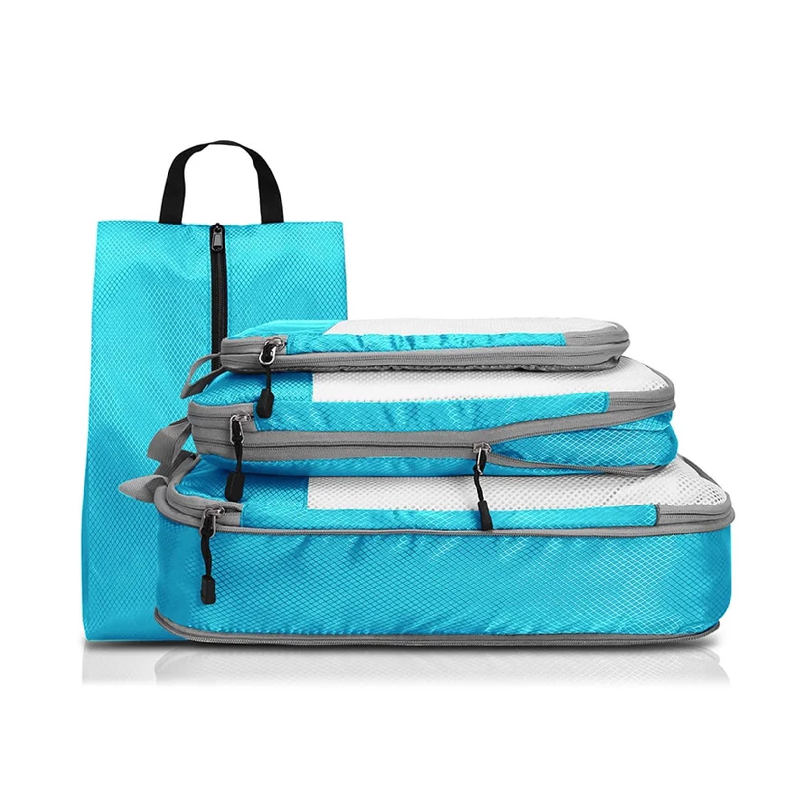 Organizador Maleta Organizador de equipaje portátil viaje, bolsas almacenamiento, cubos compresión, zapatos con malla, ligero, plegable, bolso mano(Color 04,4PCS)