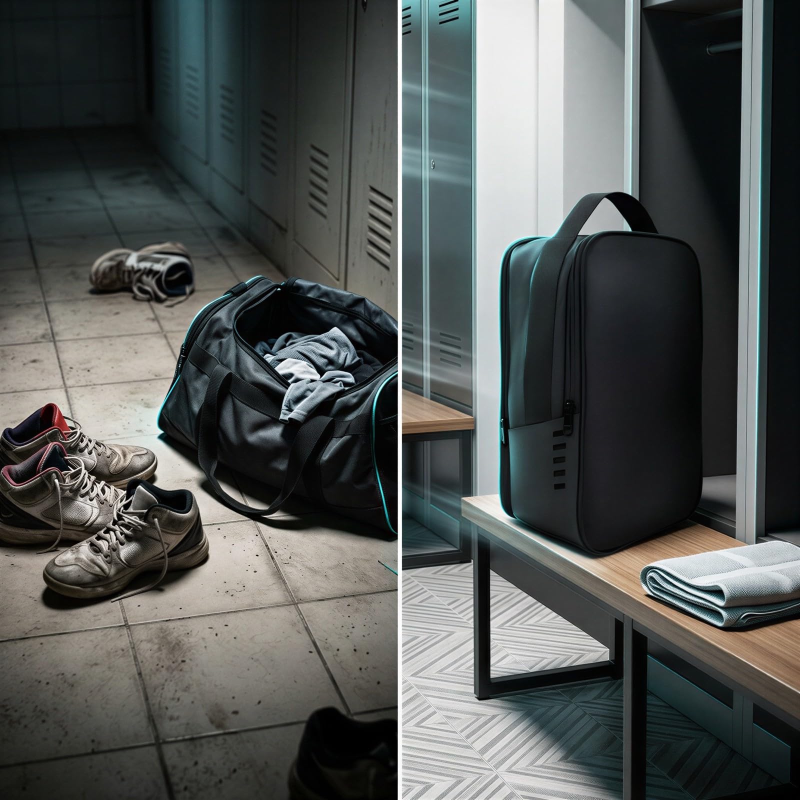 Schuhtasche mit Reißverschluss, 14,2 x 5,1 x 8,7 Zoll Schuh Aufbewahrungstasche mit atmungsaktiven Seitenöffnungen, Reisetasche für Basketball, Fußball, Sportschuhe und Fitness, Organizer