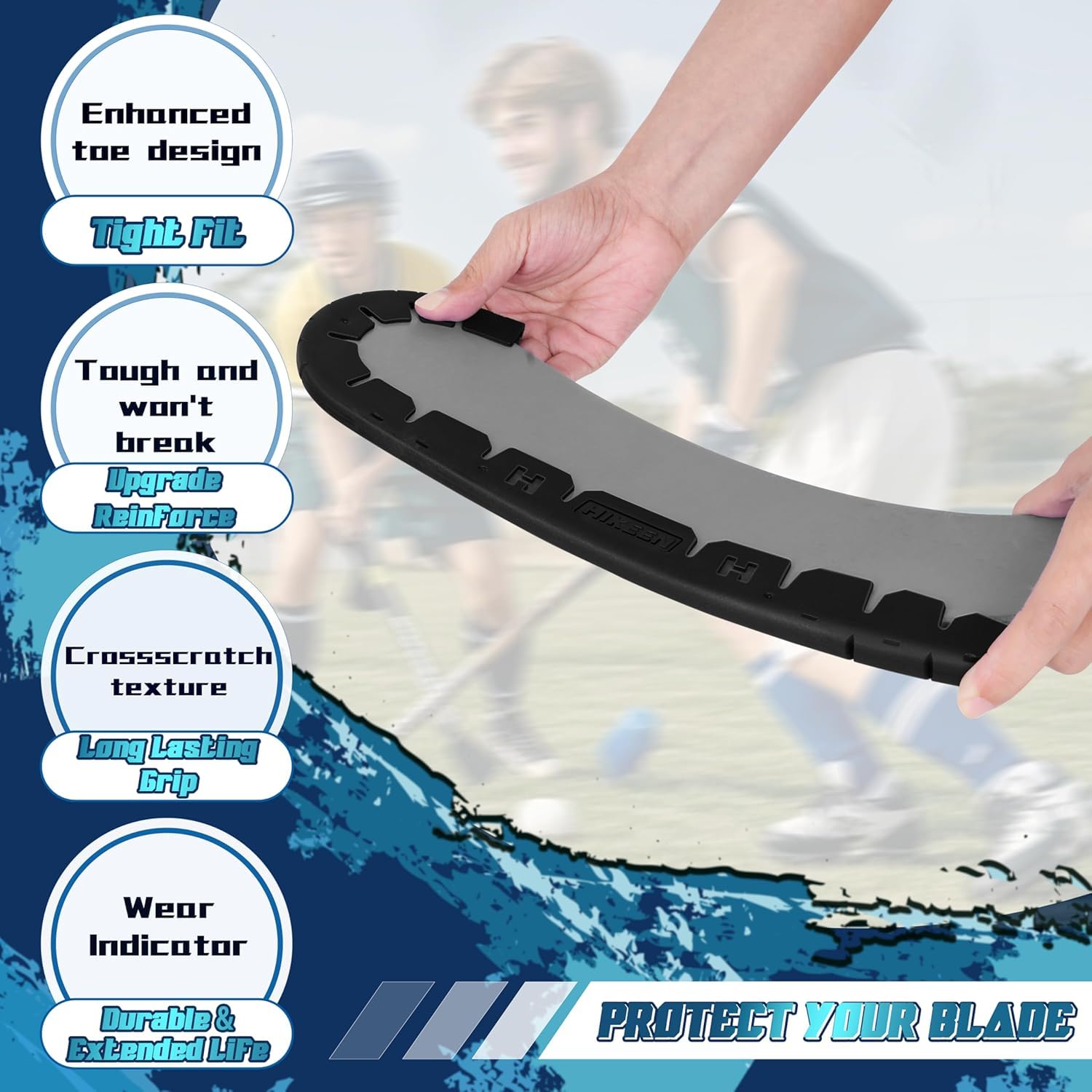 BOOSTEADY Protector de hoja con 25 lazos envolventes, protector de hoja de hockey resistente al desgaste para entrenamiento fuera del hielo, hockey callejero, hockey sobre hielo universal, apto para