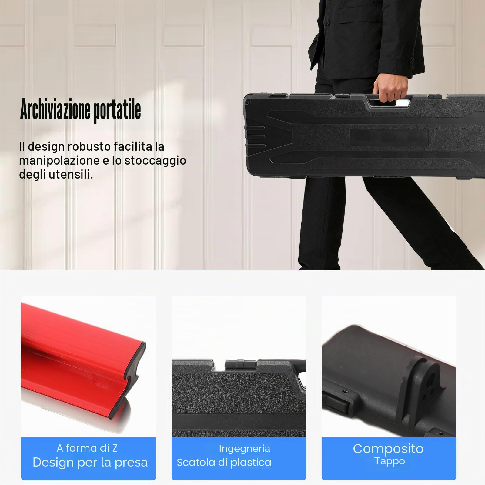 Spatola per Stucco Kit, Kit Spatole Professionali per Lisciatura, Spatola per Superfici con Maniglia di Estensione, Spatola di Finitura 25cm+40cm+60cm+80cm