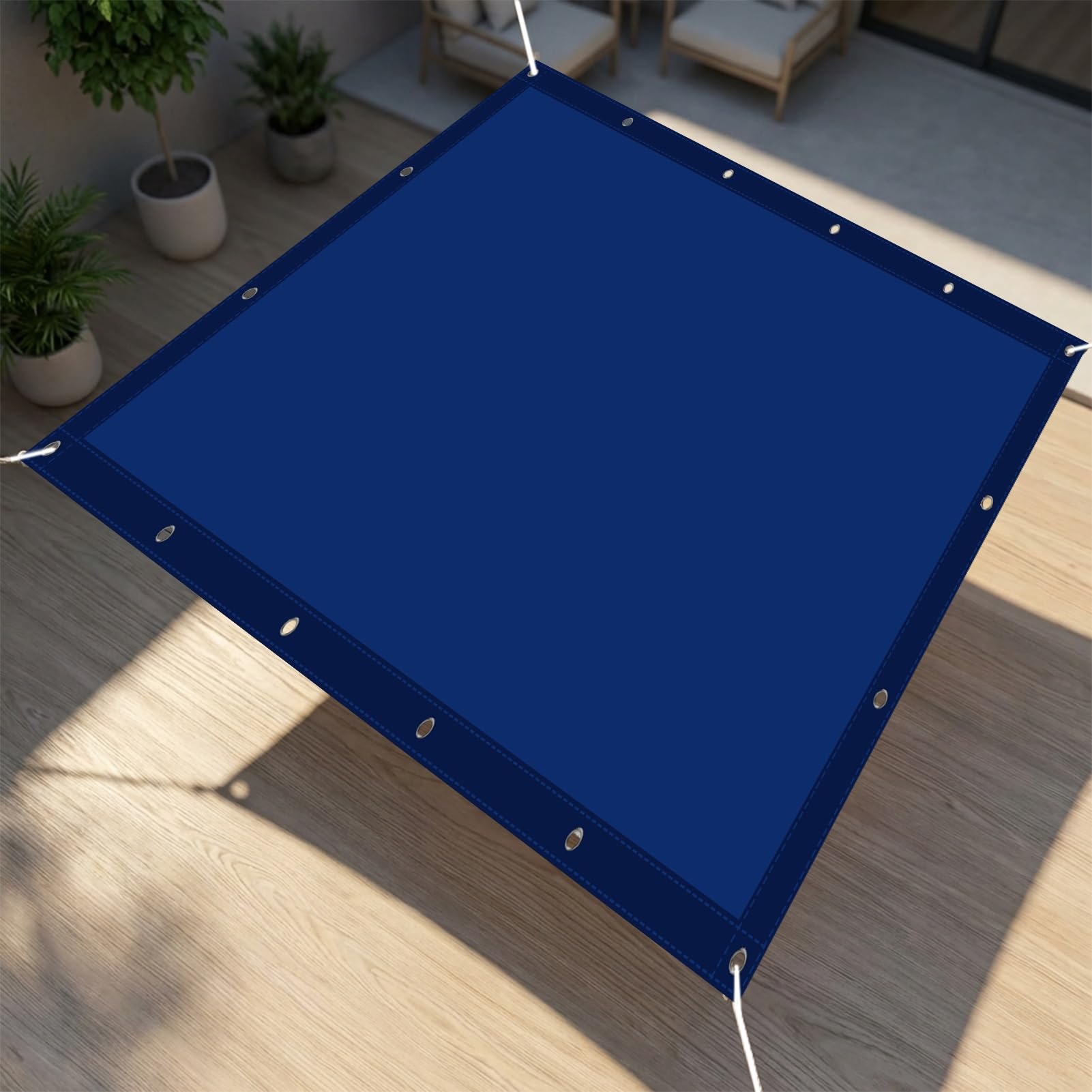 Toile d'ombrage bleu foncé pour jardin et grand balcon ombragé