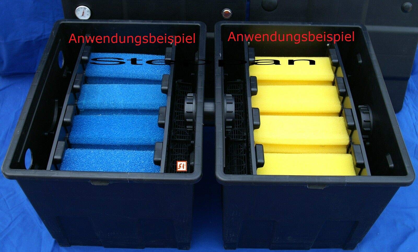 Filterschwämme SunSun CBF 350 8 Stück blau grob gelb fein geschlitzt