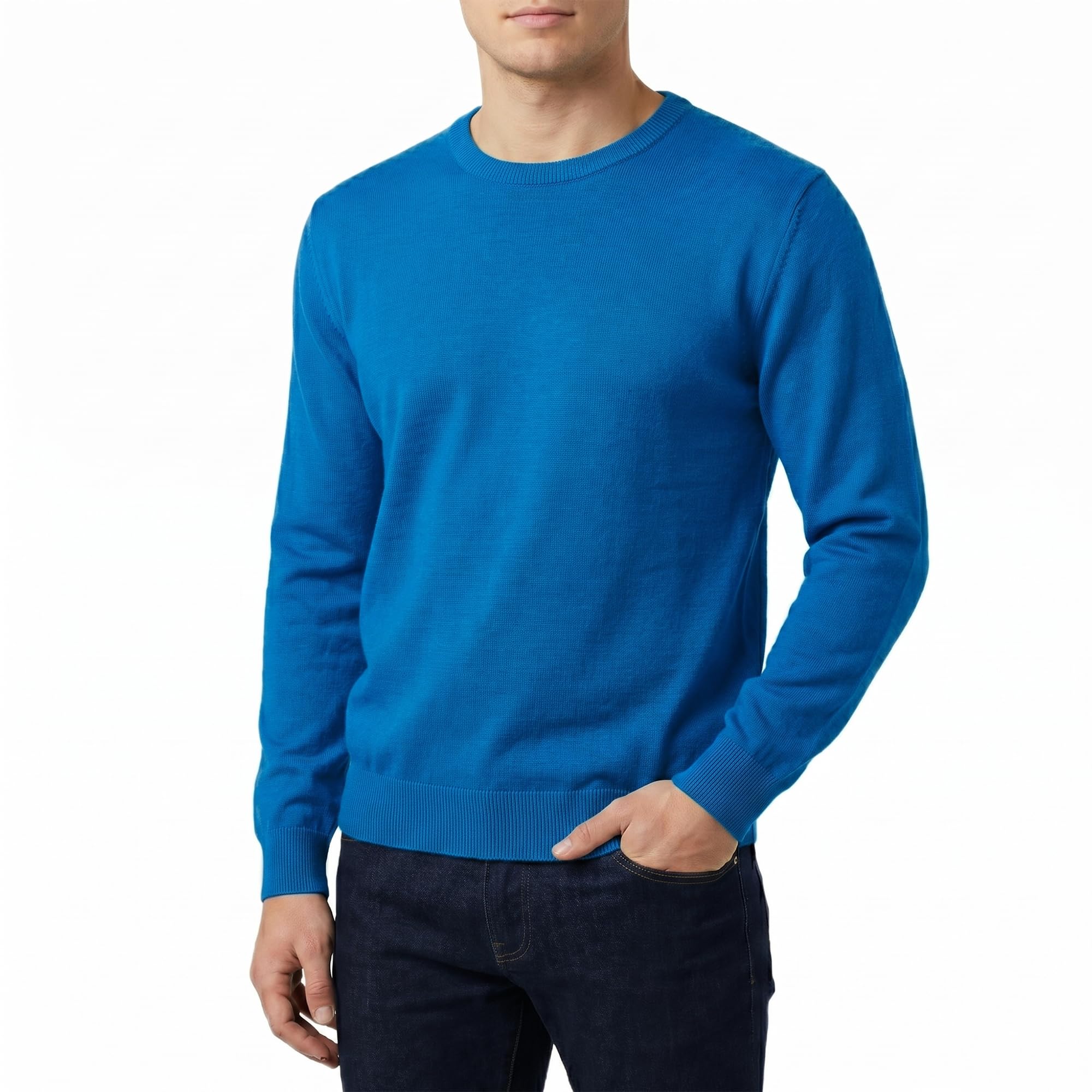 Castle Point Men's Cotton Crew Neck Jumper Knitted Sweater, Peacock, XXL