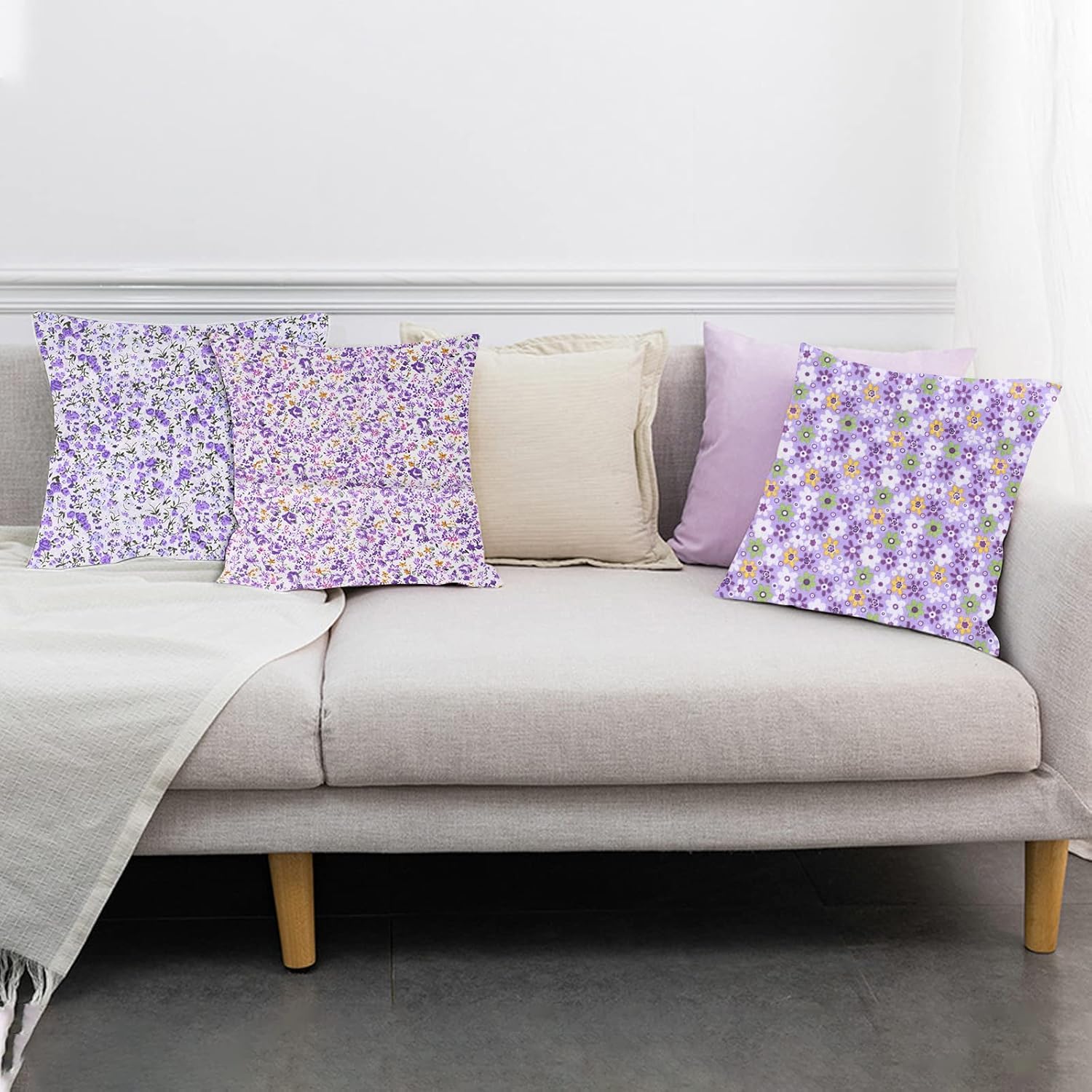 Set 6 Tessuti Cotone Patchwork 50x50 Cm - Motivi Viola Per Cucito Creativo E DIY - Foto 6