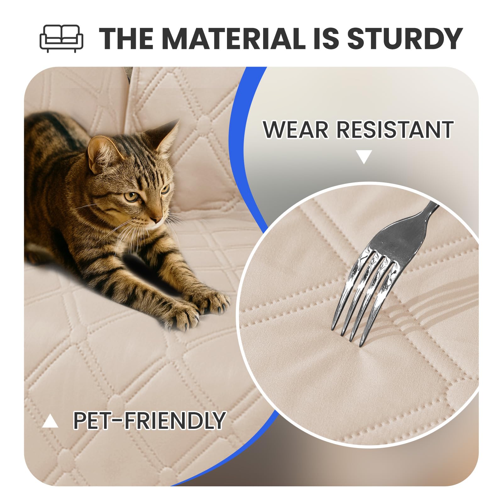 Ystyle Imperméable Housse Canape d'angle 2 Places avec Accoudoirs, Antidérapant Couverture Canapé Angle en Forme de L(210cm), Universel Réversible, Anti Poils Animaux Protecteur, Beige