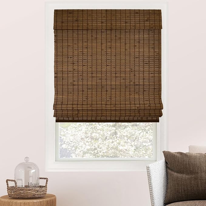 CHICOLOGY Persianas venecianas Romanas de bambú para Patio, persianas y persianas para Ventana, 91,4 cm de Ancho x 162,6 cm de Alto, piñas de Pino