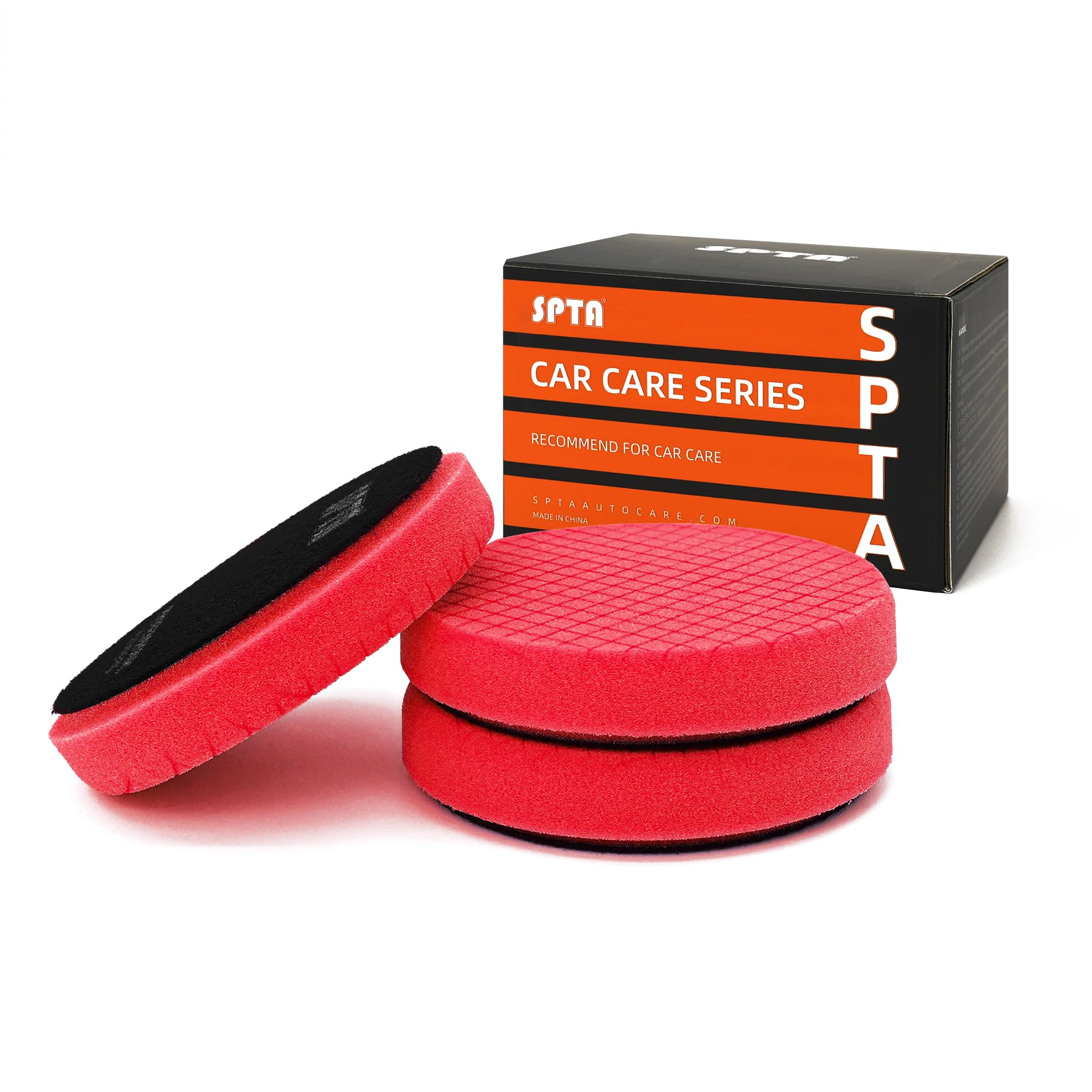 SPTA Red Finish Polish Pad, 3 szt. 15 cali podkładki polerskie do płyty nośnej 125 mm, gąbka polerska do polerowania, polerowania i woskowania