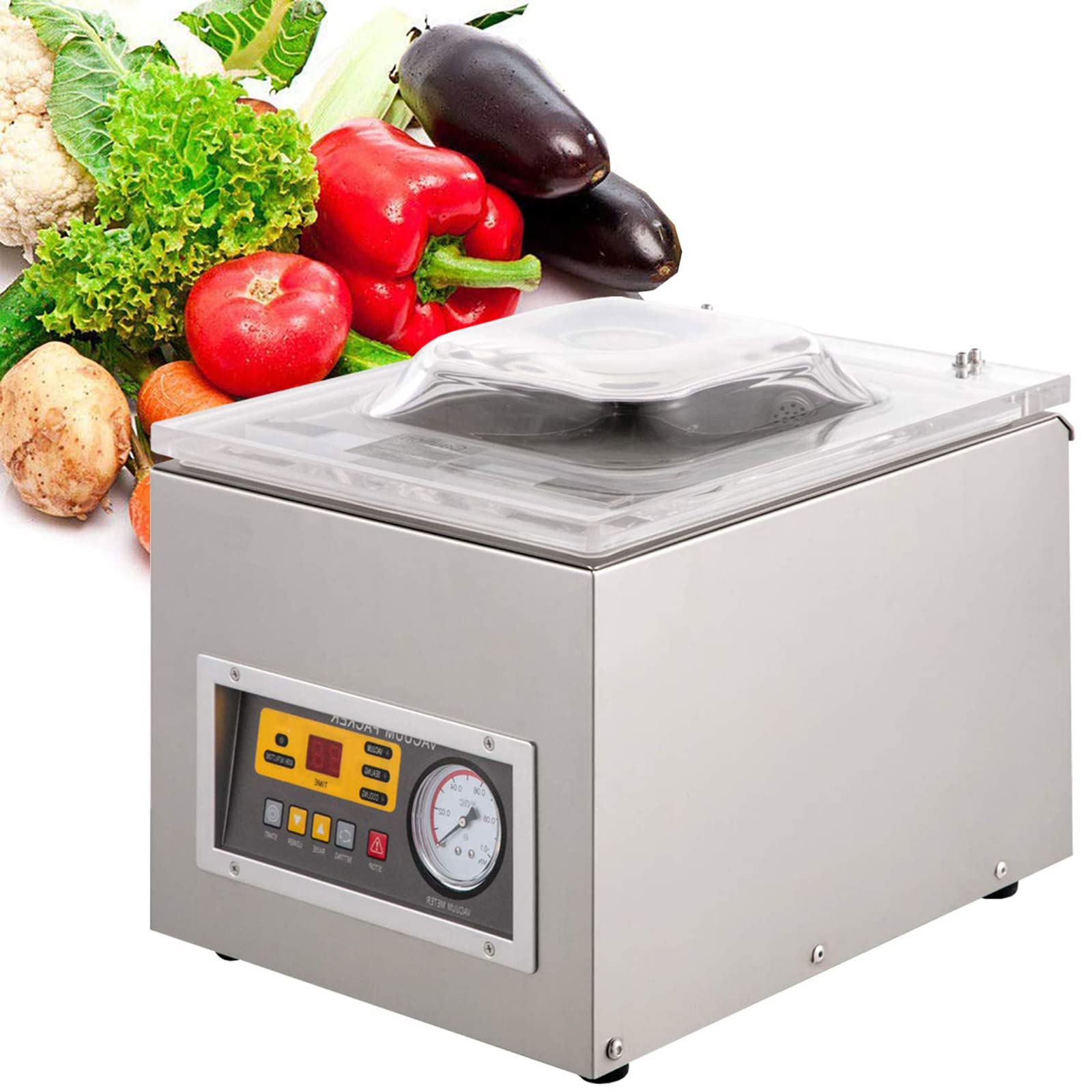 Zgrzewarka próżniowa, cyfrowa maszyna do pakowania próżniowego o mocy 370 W, komercyjna komora na żywność do kuchni, zgrzewarka do świeżych opakowań