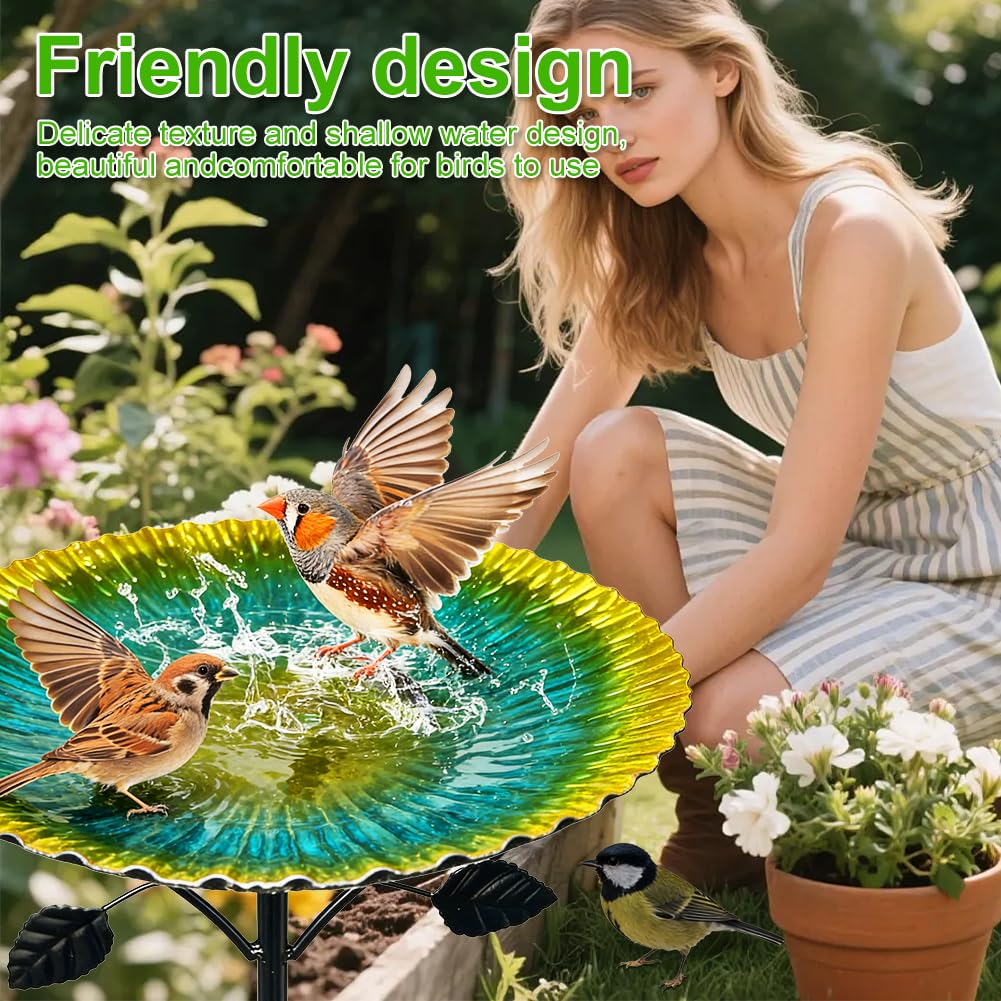 Baño para pájaros grande, 85 cm con base de 5 puntas, resistente al invierno para jardín, bebedero para pájaros a prueba de heladas para pájaros silvestres, bebedero de agua para pájaros
