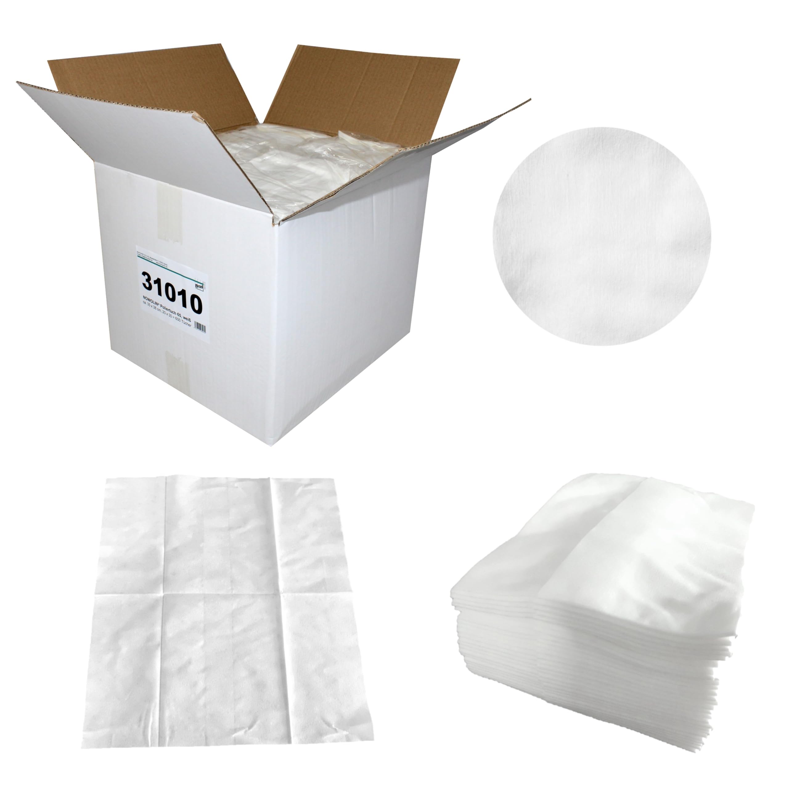 Brod NOWOLIN® Poliertücher aus Viskose-Polyester, 35x38 cm, 600 Tücher | Voluminöse Tücher der Spitzenklasse mit Textil-Charakter, saugfähig, hochelastisch, formstabil, reißfest, fusselarm und weich