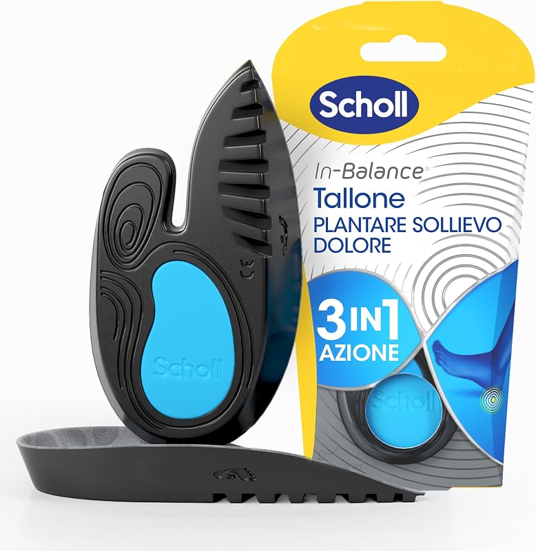 Scholl In-Balance Tallone, Plantare Sollievo Dolore, Solette Ortopediche Tallonite, Tendine d'Achille, Plantari con Gel Ammortizzante a Doppio Strato con Supporto Flessibile, Taglia M (40-42), 1 Paio