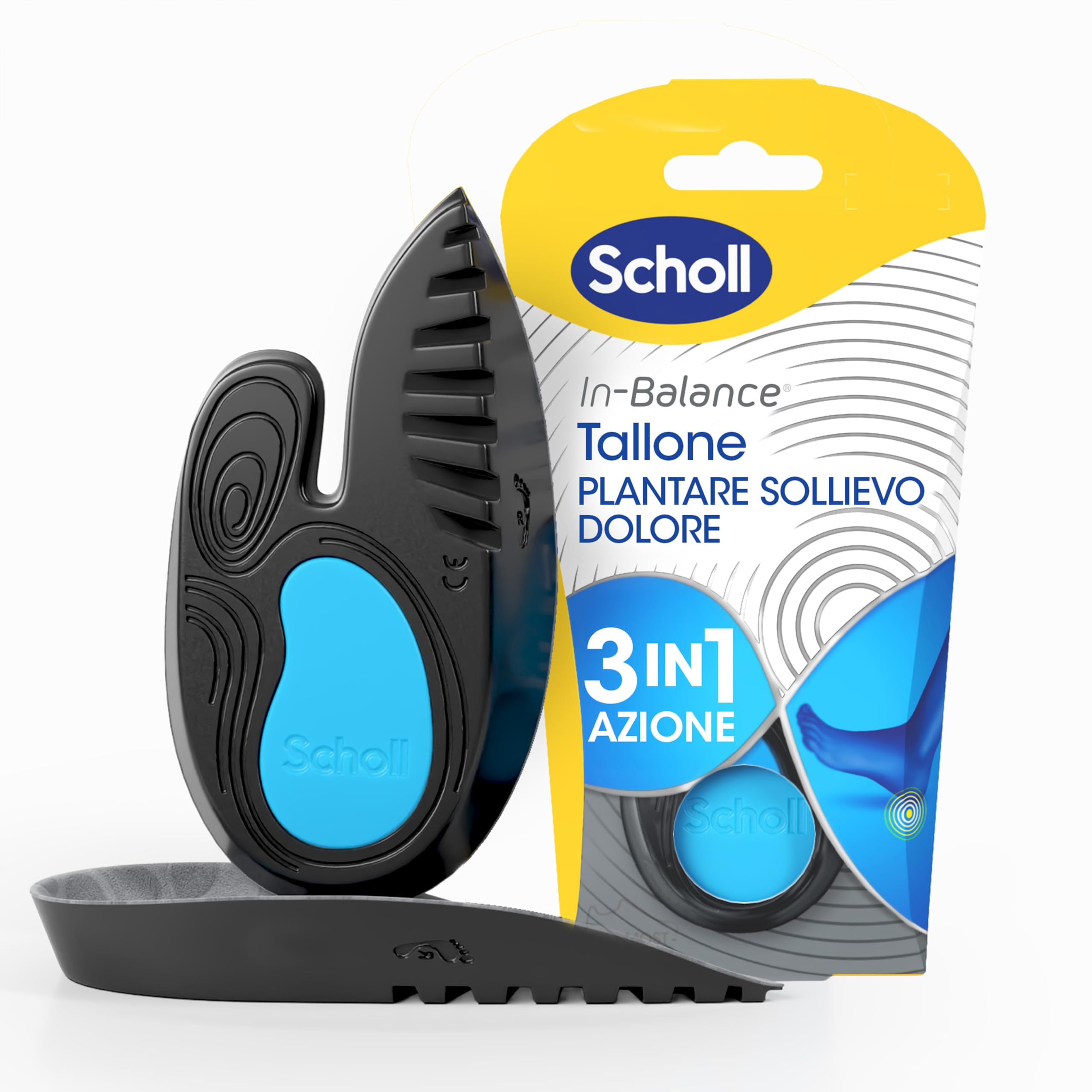 Scholl In-Balance Solette Ortopediche per Uomo e Donna - Plantari per Tallone e Caviglia, Alleviano il Dolore, Supporto per l’Arco Plantare, Riducono l’Impatto sui tendini, 1 Paio