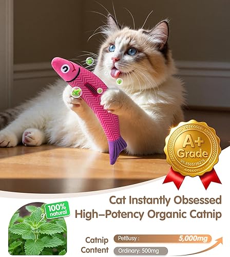 Miniatura 2 de Juguetes para gatos con 5000 mg A+hierba gatera natural y vid plateada grado de bebé Juguetes interactivos para gatos y gatitos de interior, Crinkle